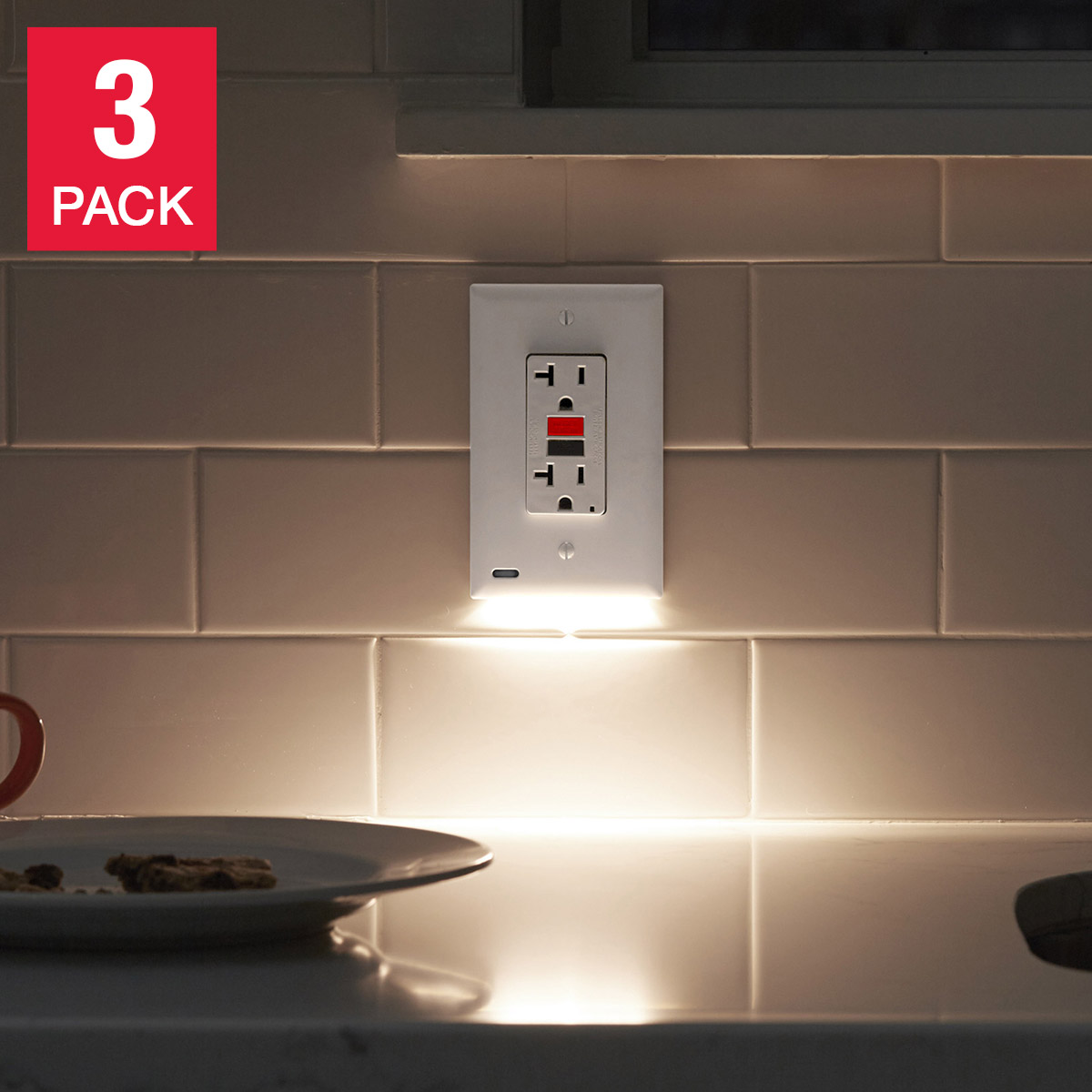 SnapPower GuideLight 2 LED Outlet Cover  3-pack