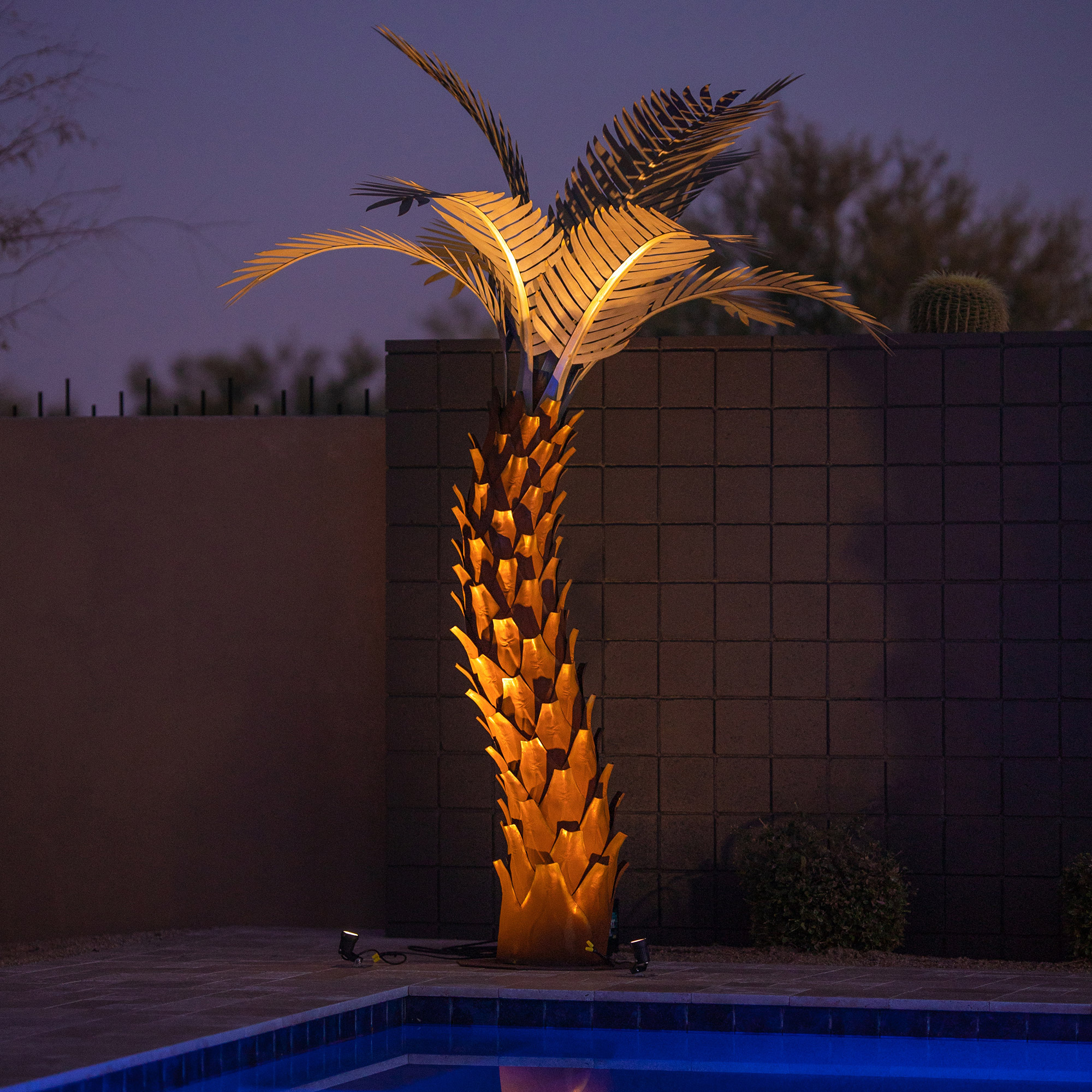 10’ Sunset Palm Tree Sculpture by Desert Steel