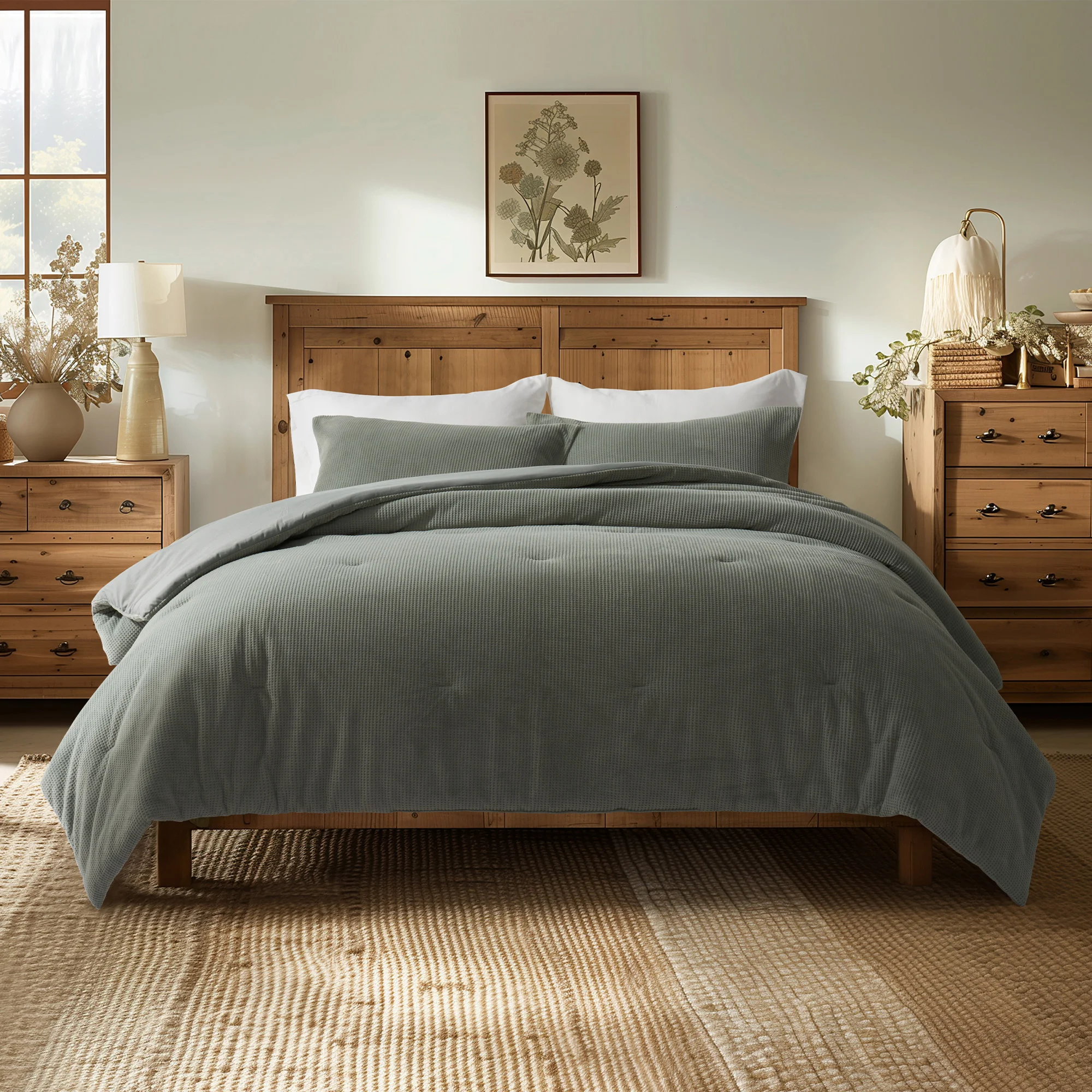 Evergrace Mini Waffle Plush Comforter 3-piece Set