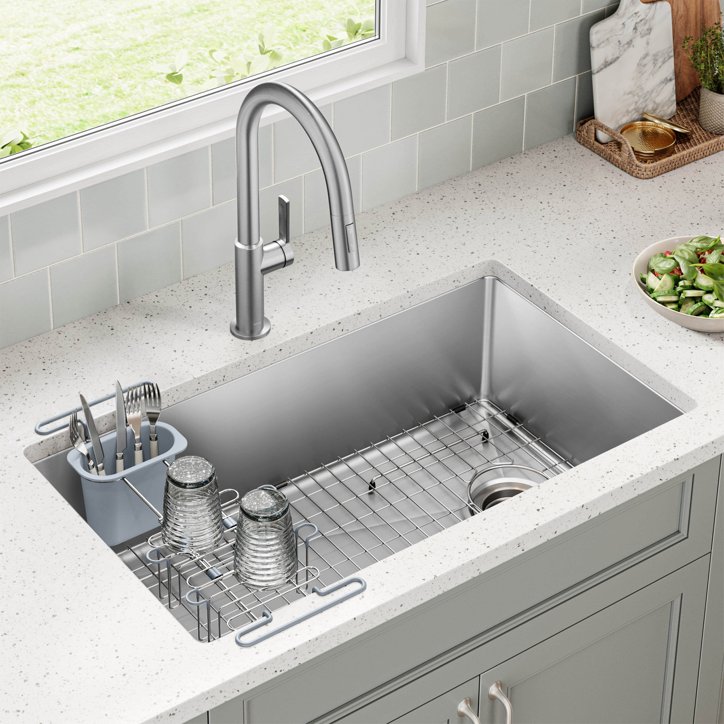 KRAUS Undermount Single Bowl 18 Gauge Stainless Steel Sink