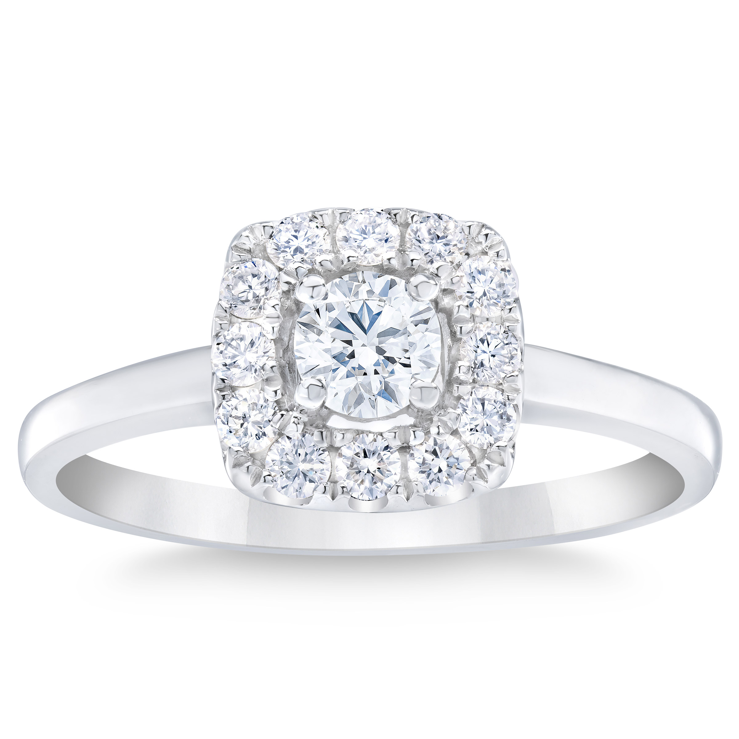 Round Brilliant 0.50 ctw VS2 Clarity  I Color Diamond Platinum Halo Ring