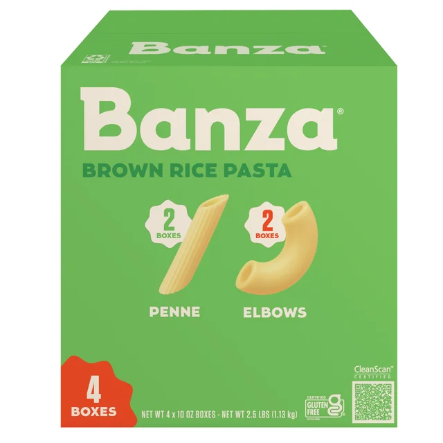 BANZA BROWN RICE PASTA VTY 4/10 OZ
