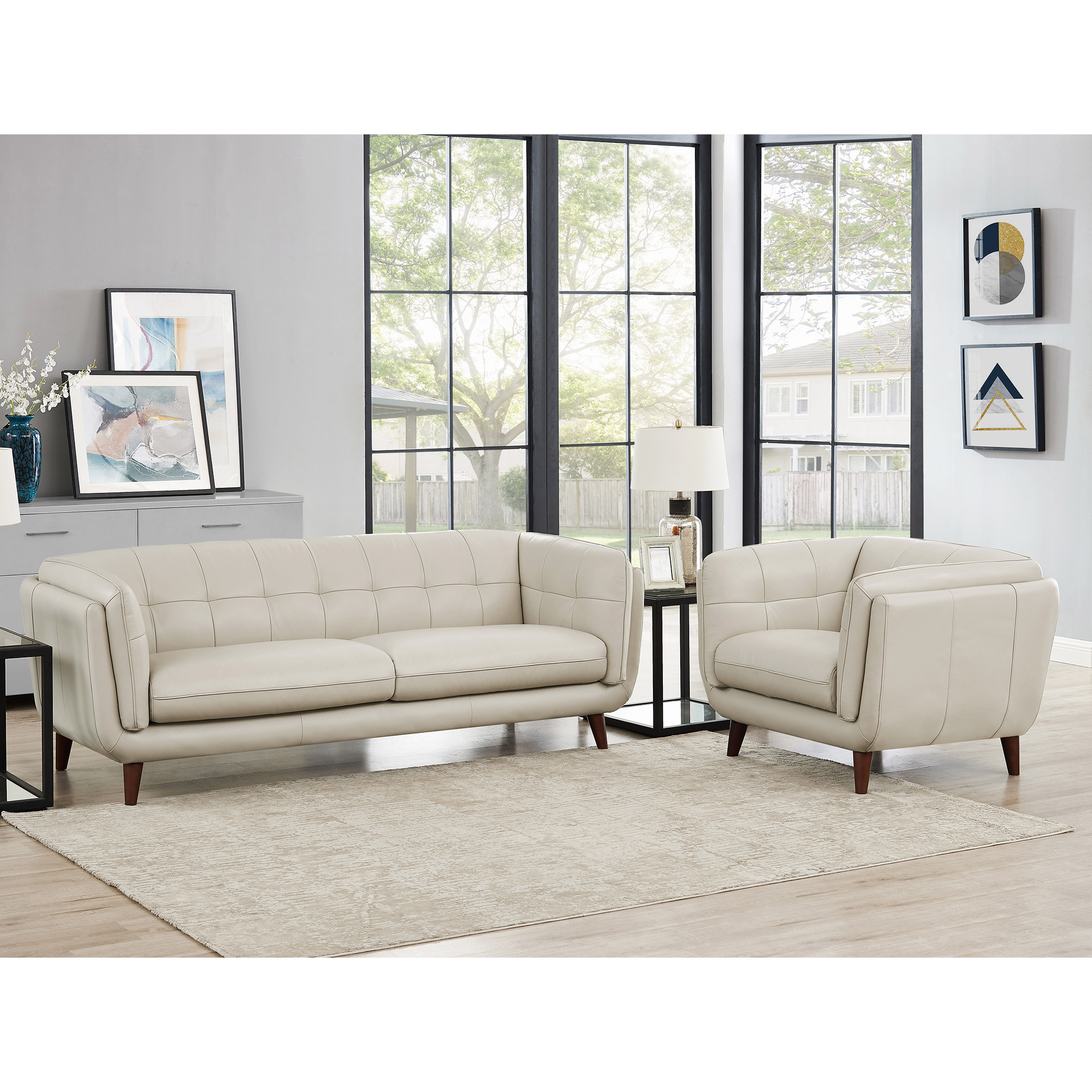 Prospera Home Barcelona Top Grain Leather Sofa and Chair