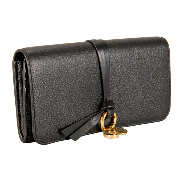 Chloe Flap Alphabet Wallet, Black | Costco Chloe Flap Alphabet Wallet, Black | Costco