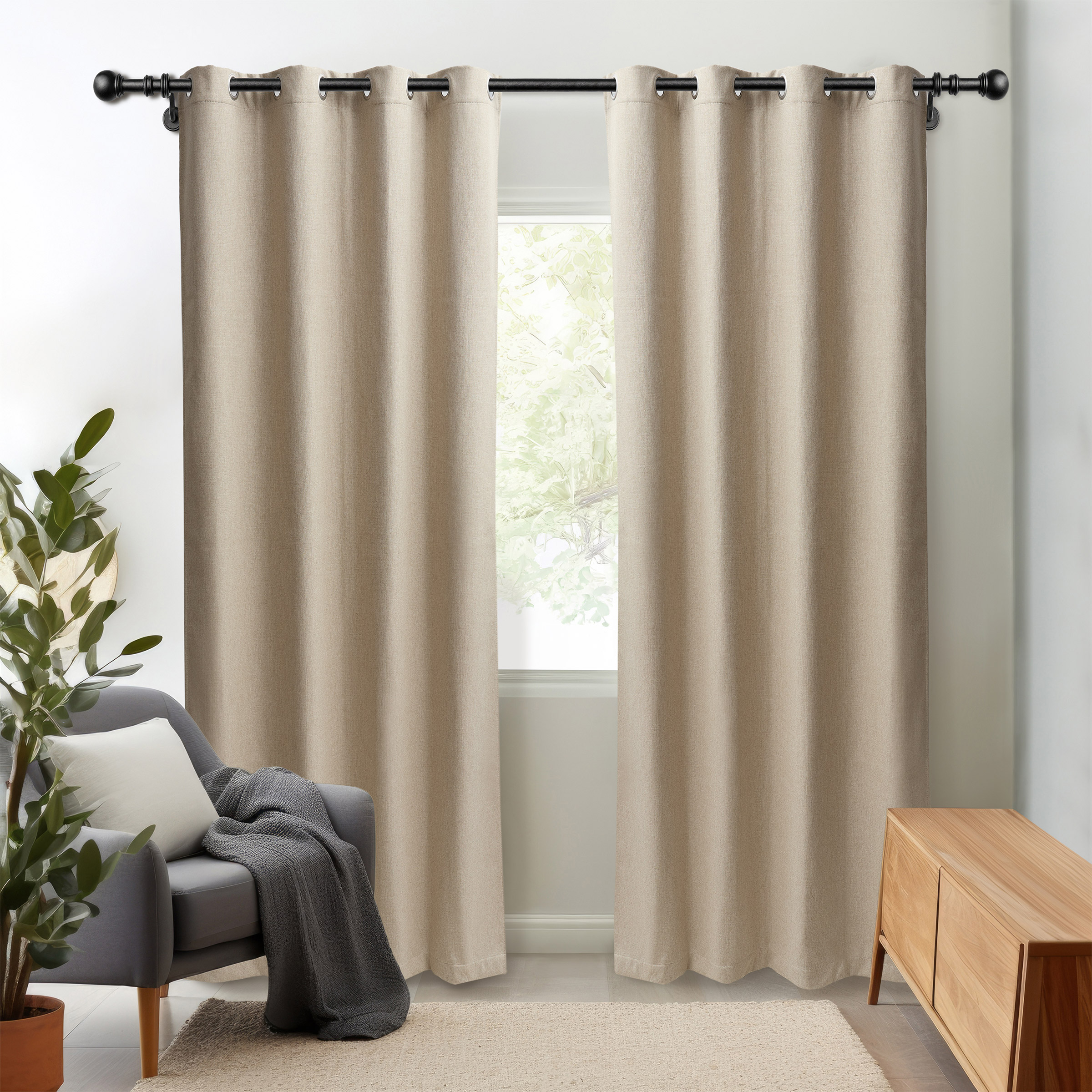Safdie & Co. Tonal Heavyweight Room Darkening Curtain Panel, 2-panel