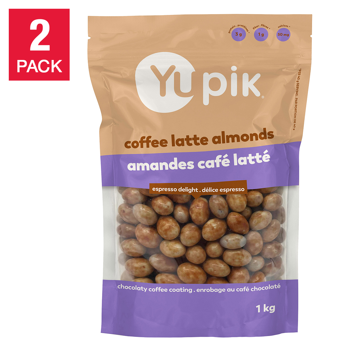 Yupik, Coffee Latte Almonds, 2 × 1 kg 