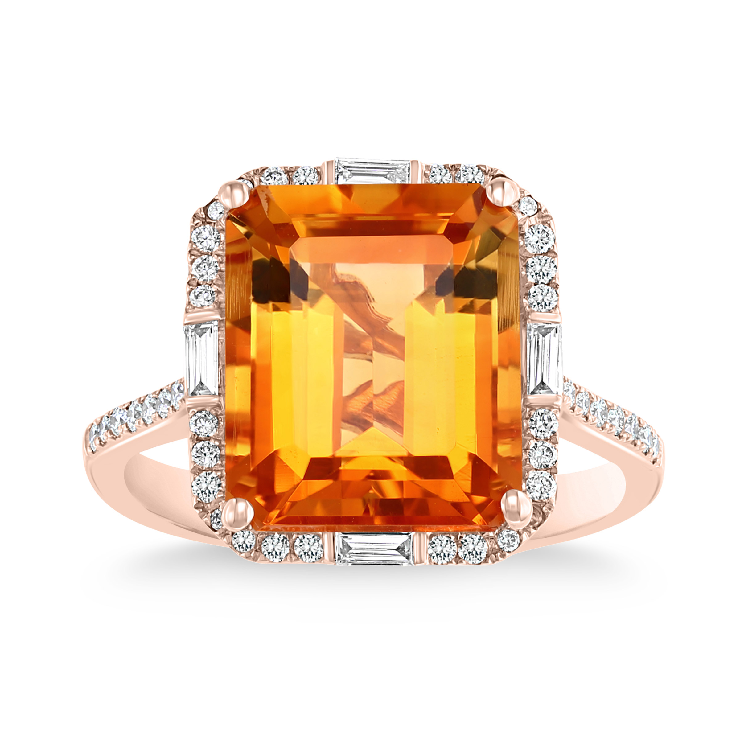 Madeira Citrine and Diamond 14kt Rose Gold Ring