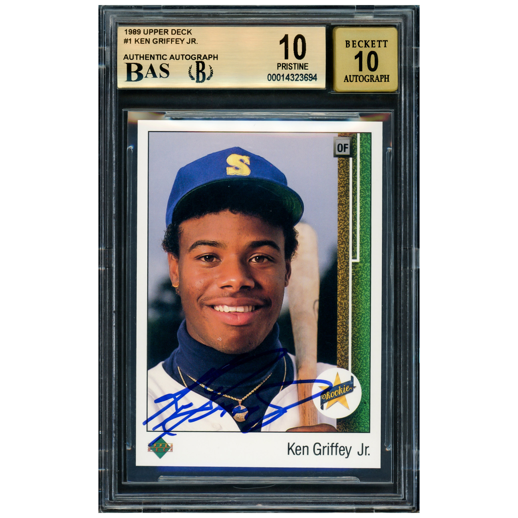 Ken Griffey Jr. Autographed 1989 Upper Deck Rookie Card #1 BGS 10 