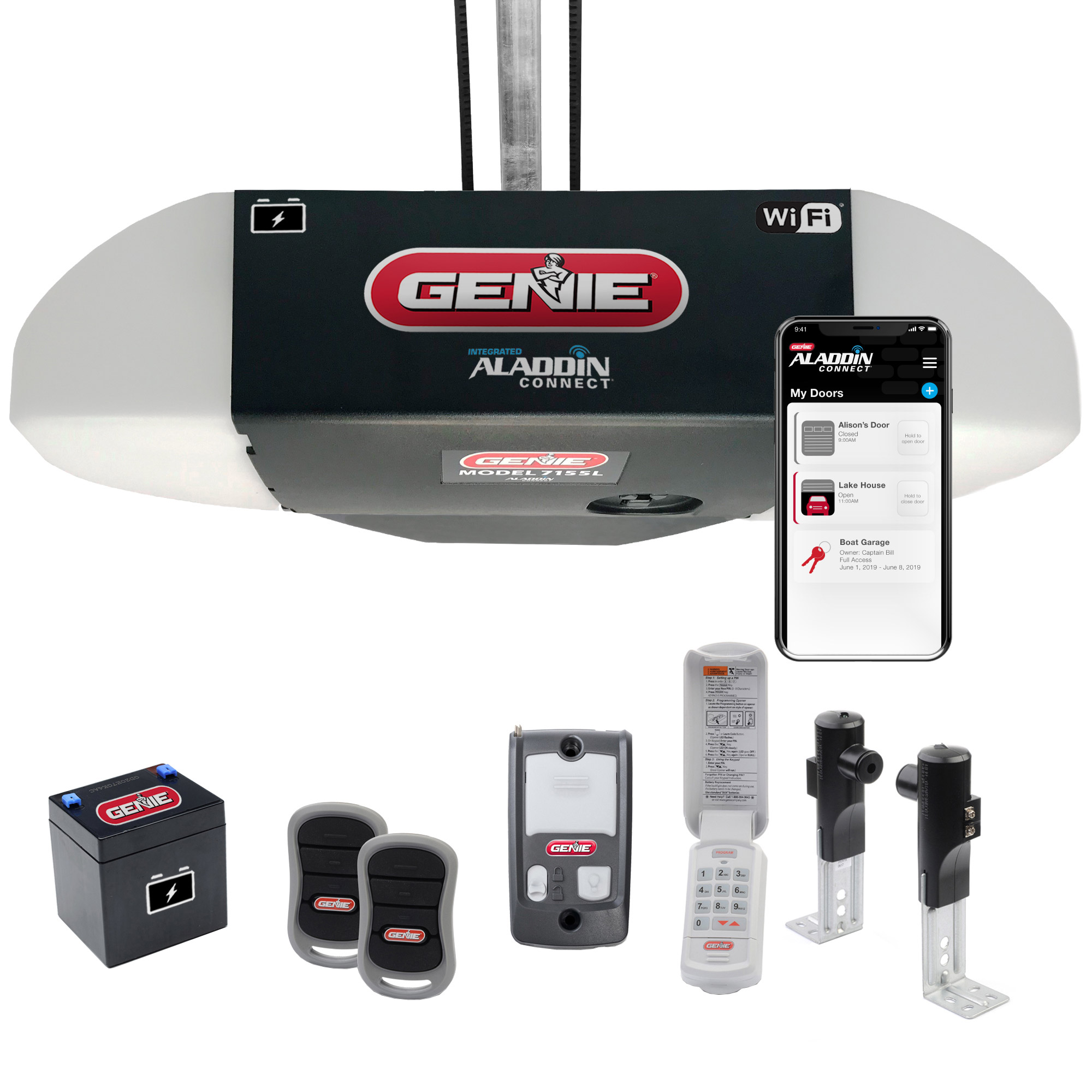 Genie 1.25 HP Ultra Quiet Belt Drive Garage Door Opener with LED, Battery Backup and Aladdin Connect 