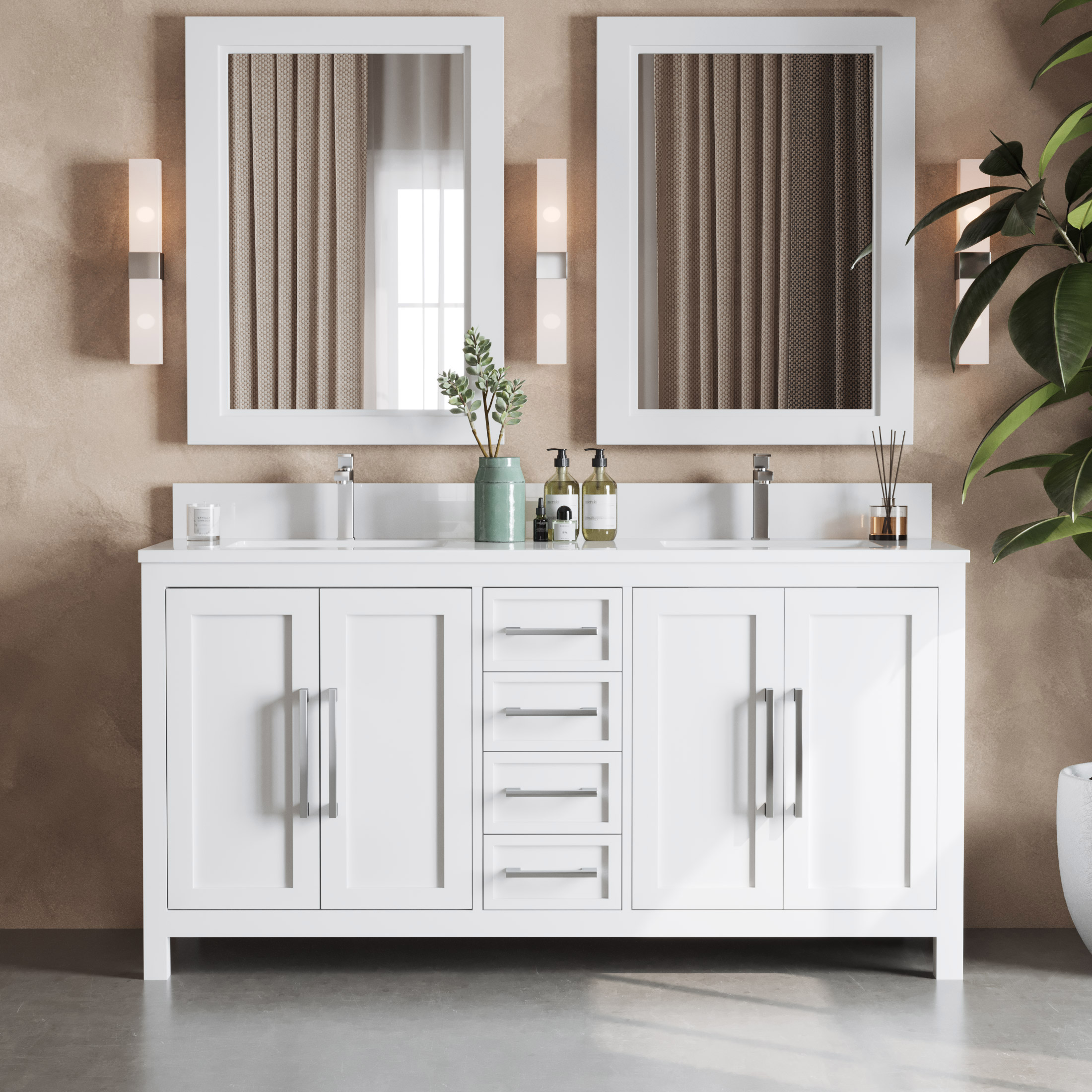 Forestmade Acadian Vanity in White with Quartz Countertop