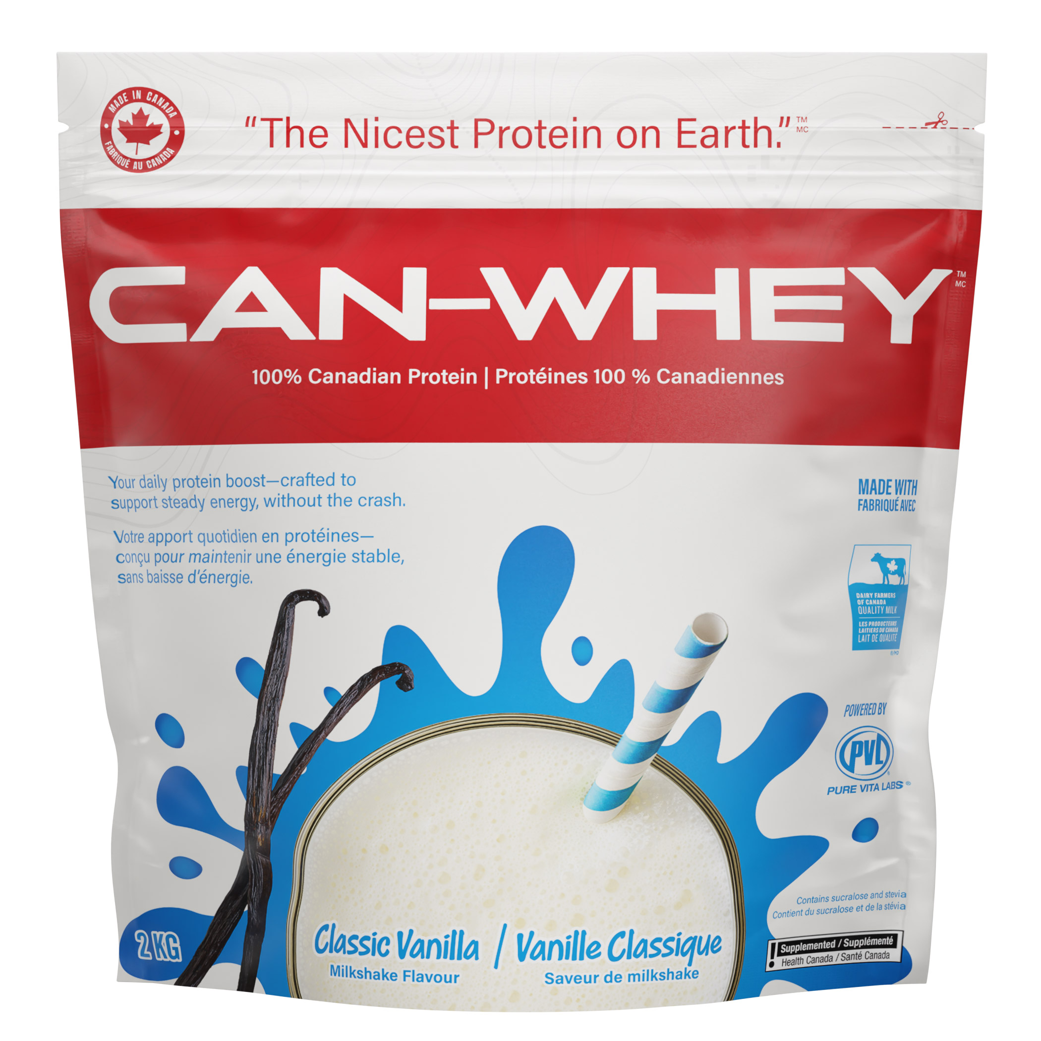 PVL CAN-WHEY Protein Powder, Vanilla, 2 kg