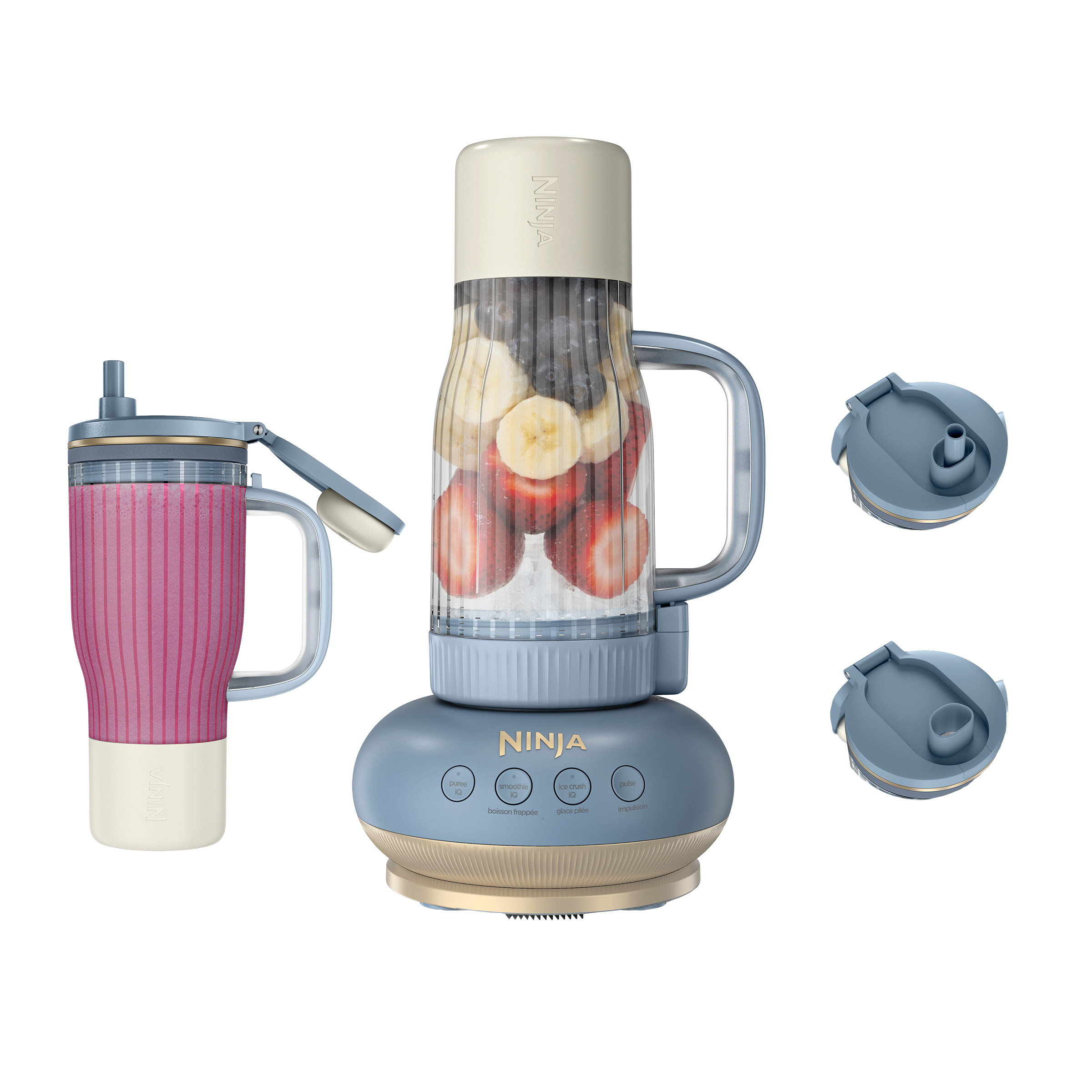 Ninja BlendBOSS Tumbler Blender with Two Tumblers (26 oz.) & Two Removable Straws, Royal Denim
