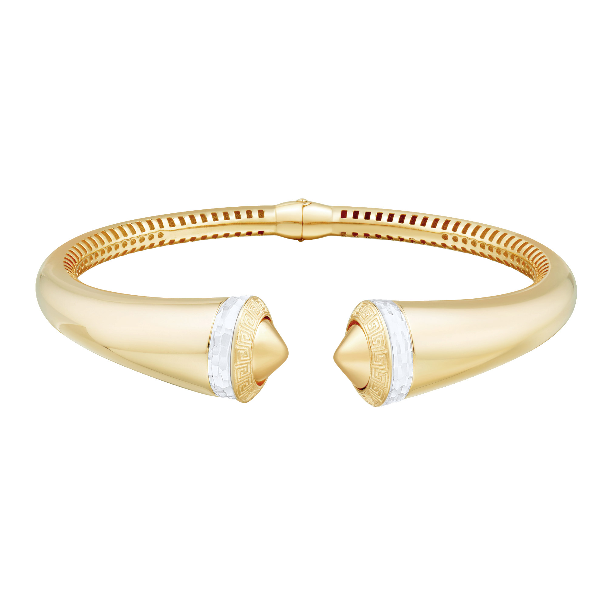14kt Polished Two-Tone Graduated Cuff Bangle