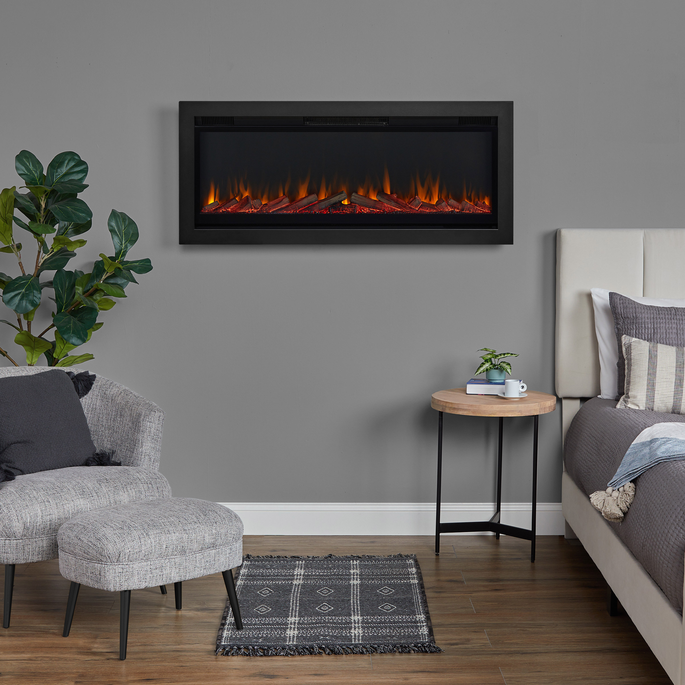 Real Flame 124.5 cm (49 in.) Wall Mount/Recessed Electric Fireplace Insert