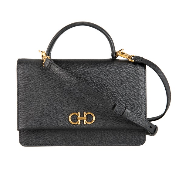 Ferragamo Gancini Minibag Crossbody, Black | Costco Ferragamo Gancini Minibag Crossbody, Black | Costco
