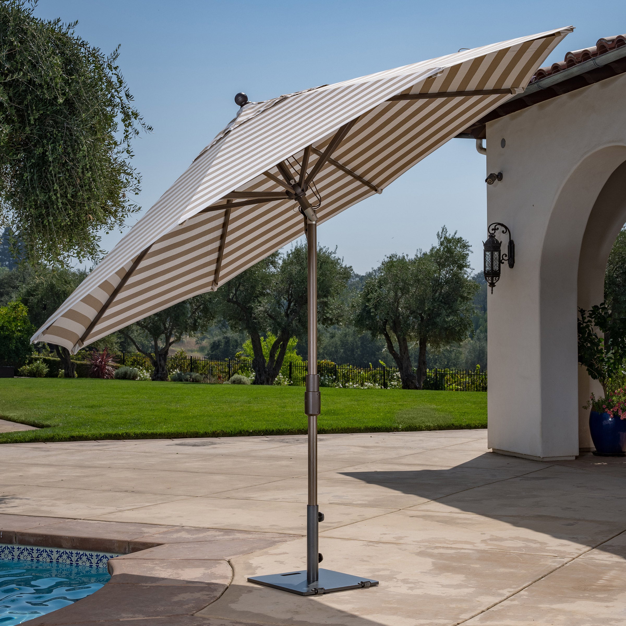 SunVilla 11’ Round Cabana Stripe Aluminum Market Umbrella