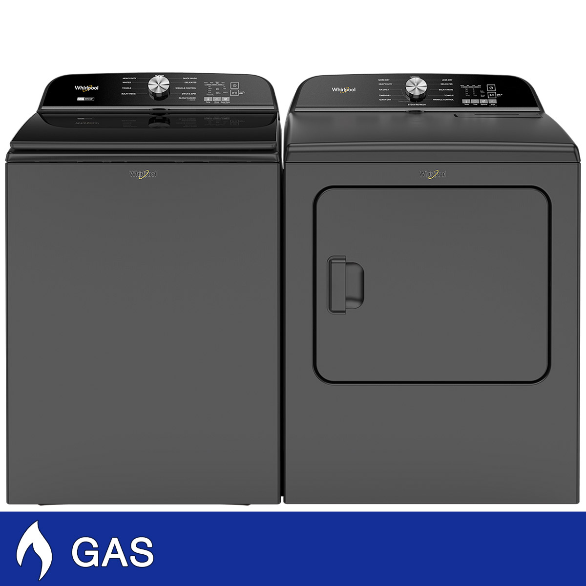Whirlpool 5.2-5.3 cu. ft. Top Load Washer and 7.0 cu. ft. GAS Dryer