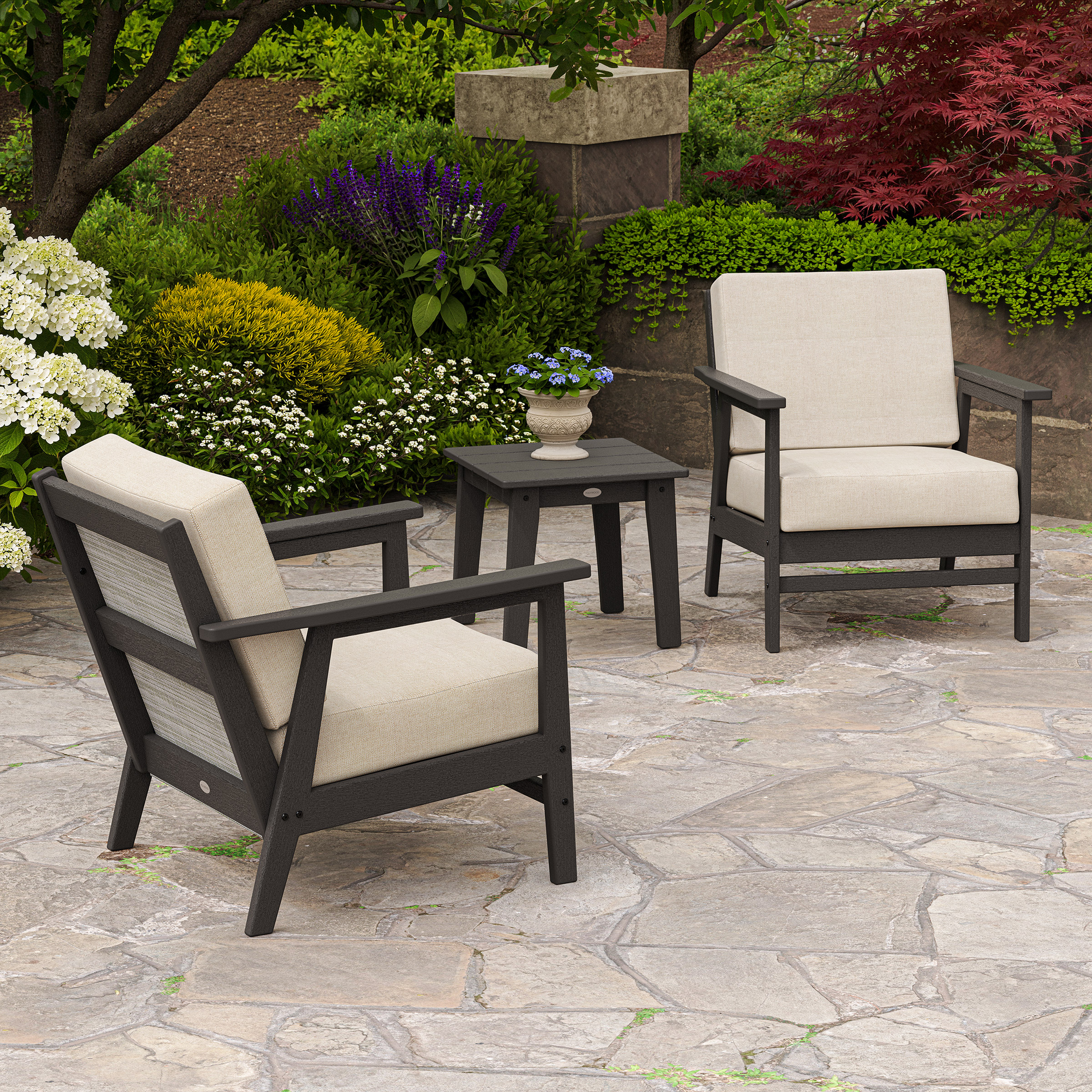 POLYWOOD Camden 3-piece Outdoor Patio Sling Deep Seating Set | Costco