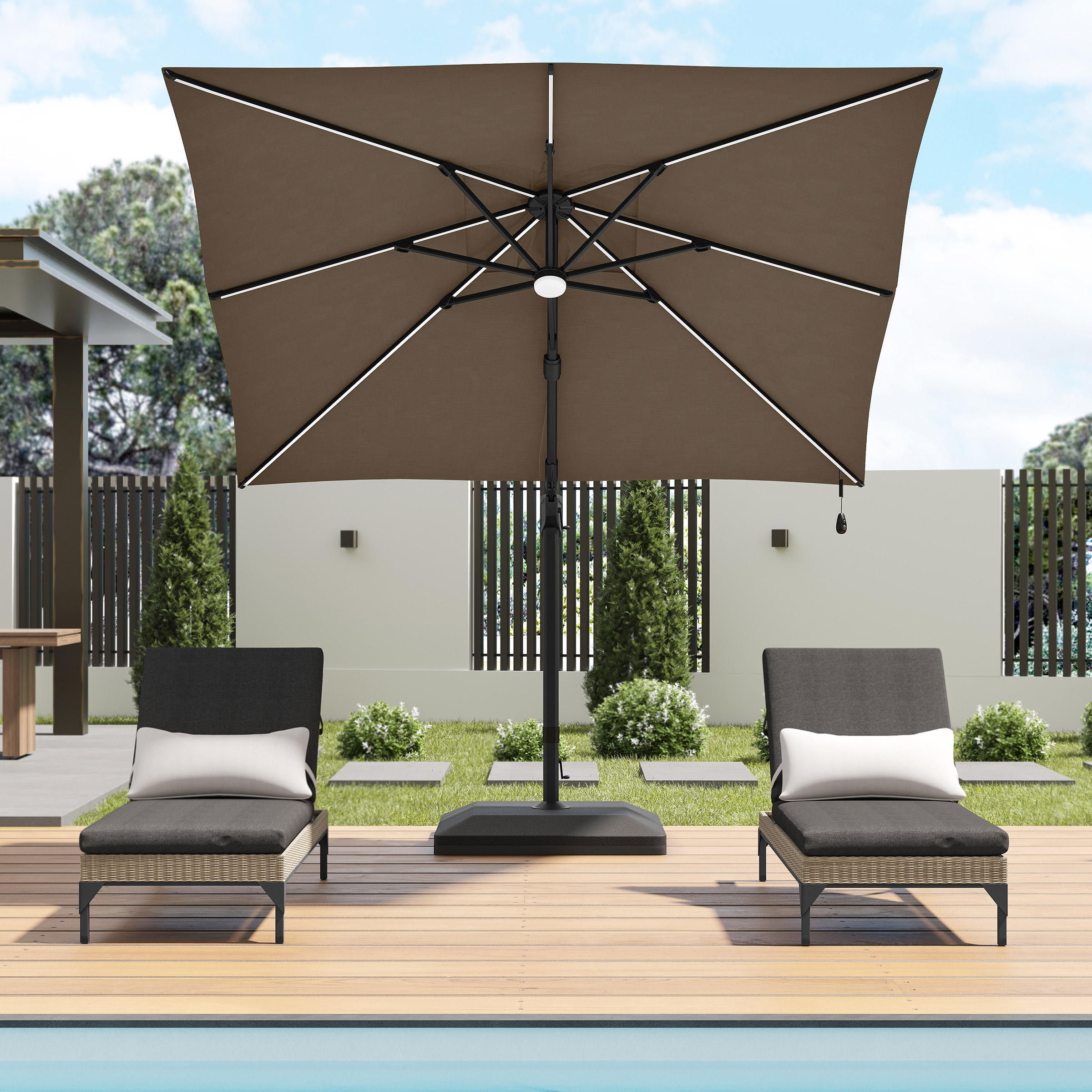 Sirio 3 m x 3 m (10 ft. x 10 ft.) Cantilever Umbrella with Solar Powered  LED | Costco