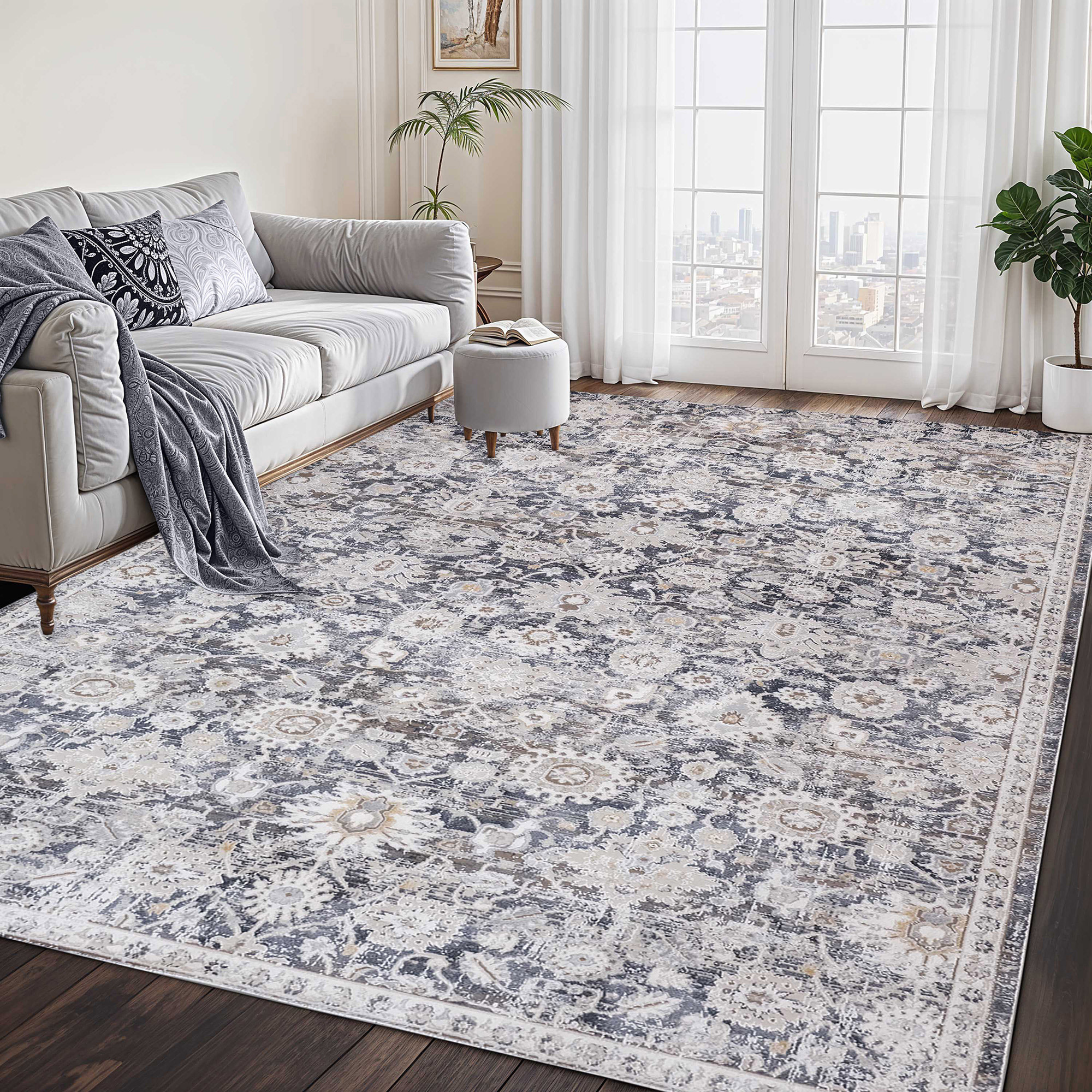 Roots Home Oak Bay Collection Paisley Charcoal Indoor Area Rug