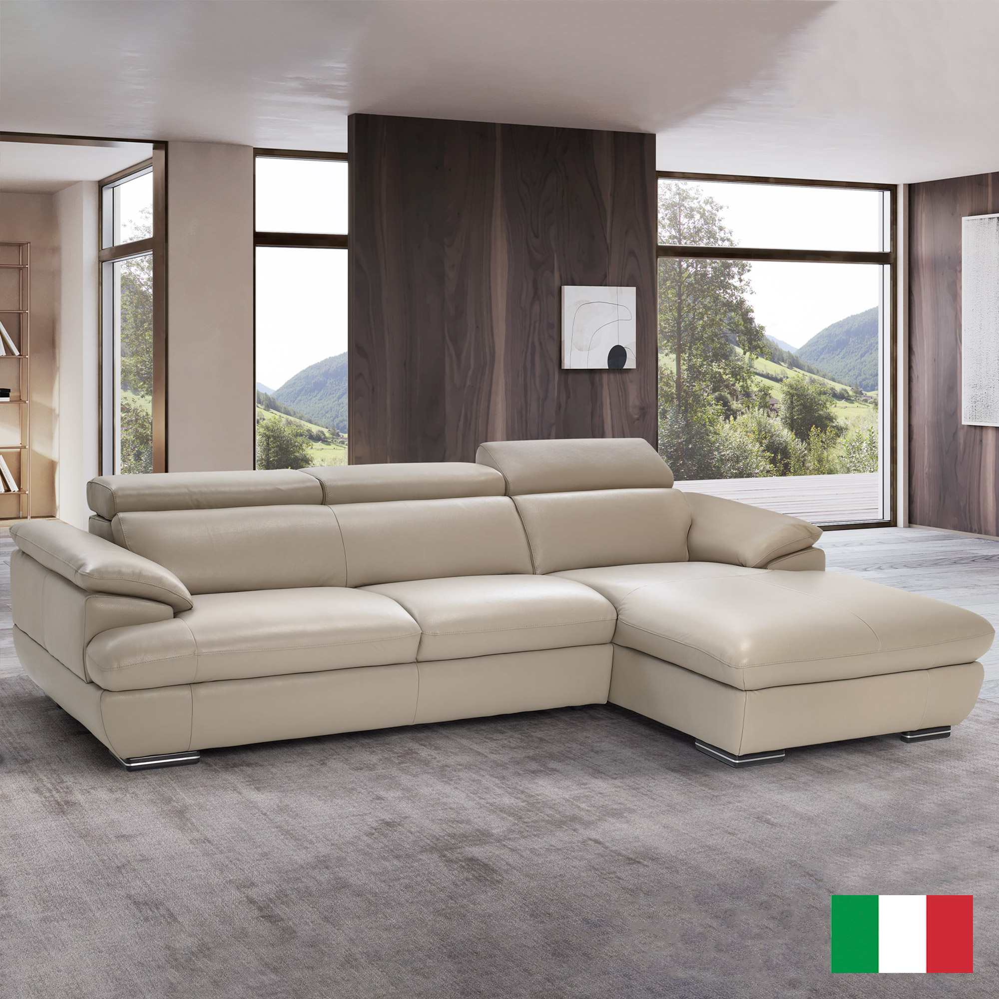 Monza II 2-piece Top Grain Leather Right-hand Facing Sofa Chaise
