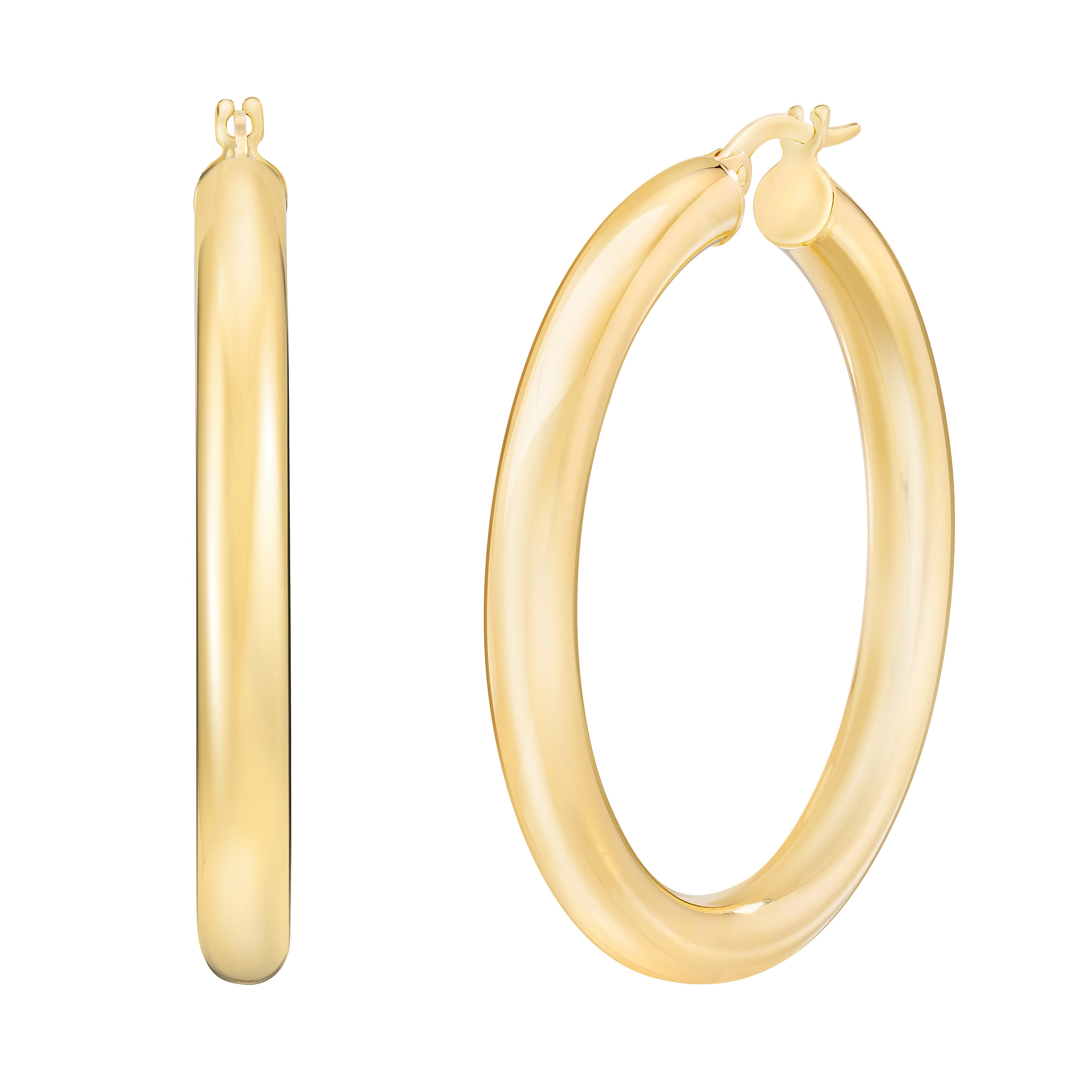 High Polish Hoop Earrings in Yellow Gold