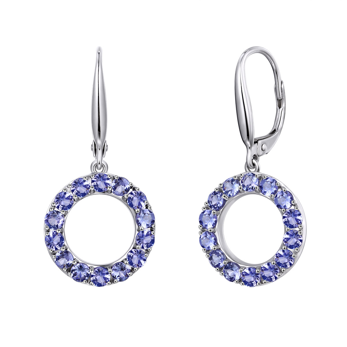 Round Cut Tanzanite Circle Earrings