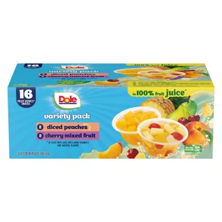 Dole Diced Fruit Cup Variety Pack, 4 oz, 16-count