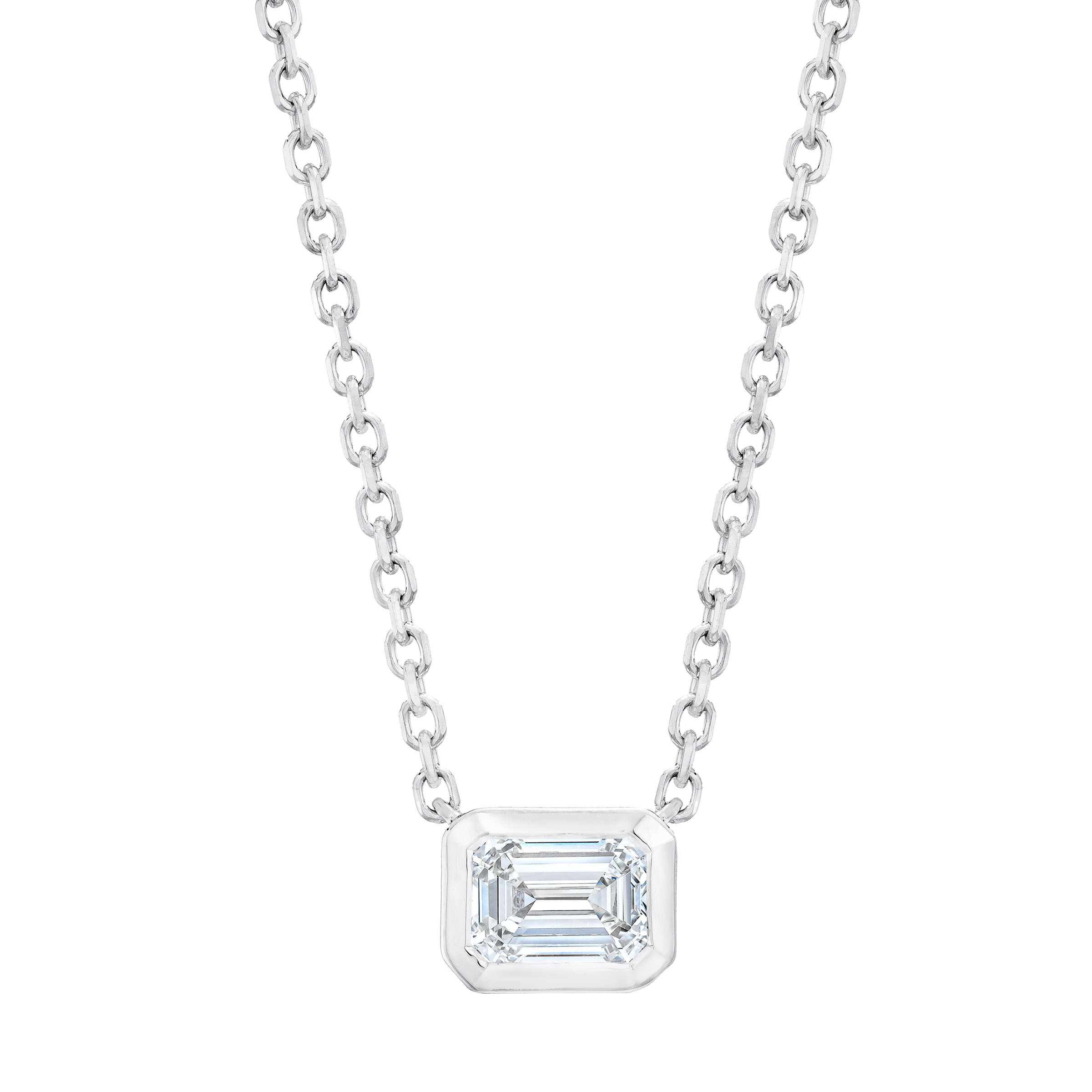 Emerald Cut Diamond Solitaire Necklace (0.40 ct)