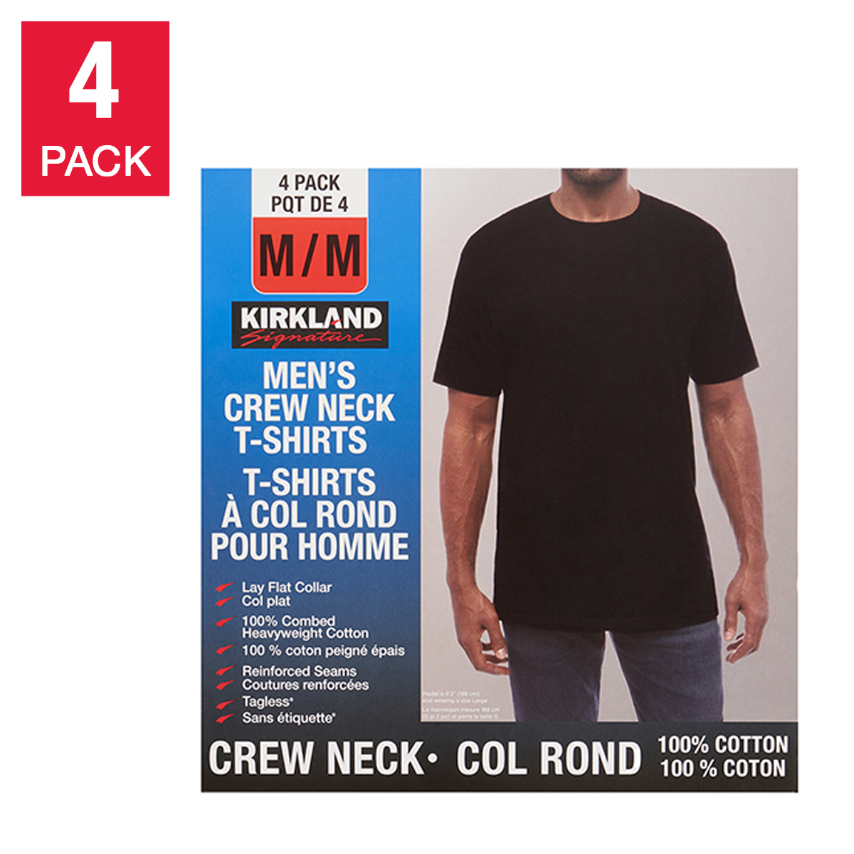 Kirkland Signature Men's Crew Neck T-Shirt, 4-pack