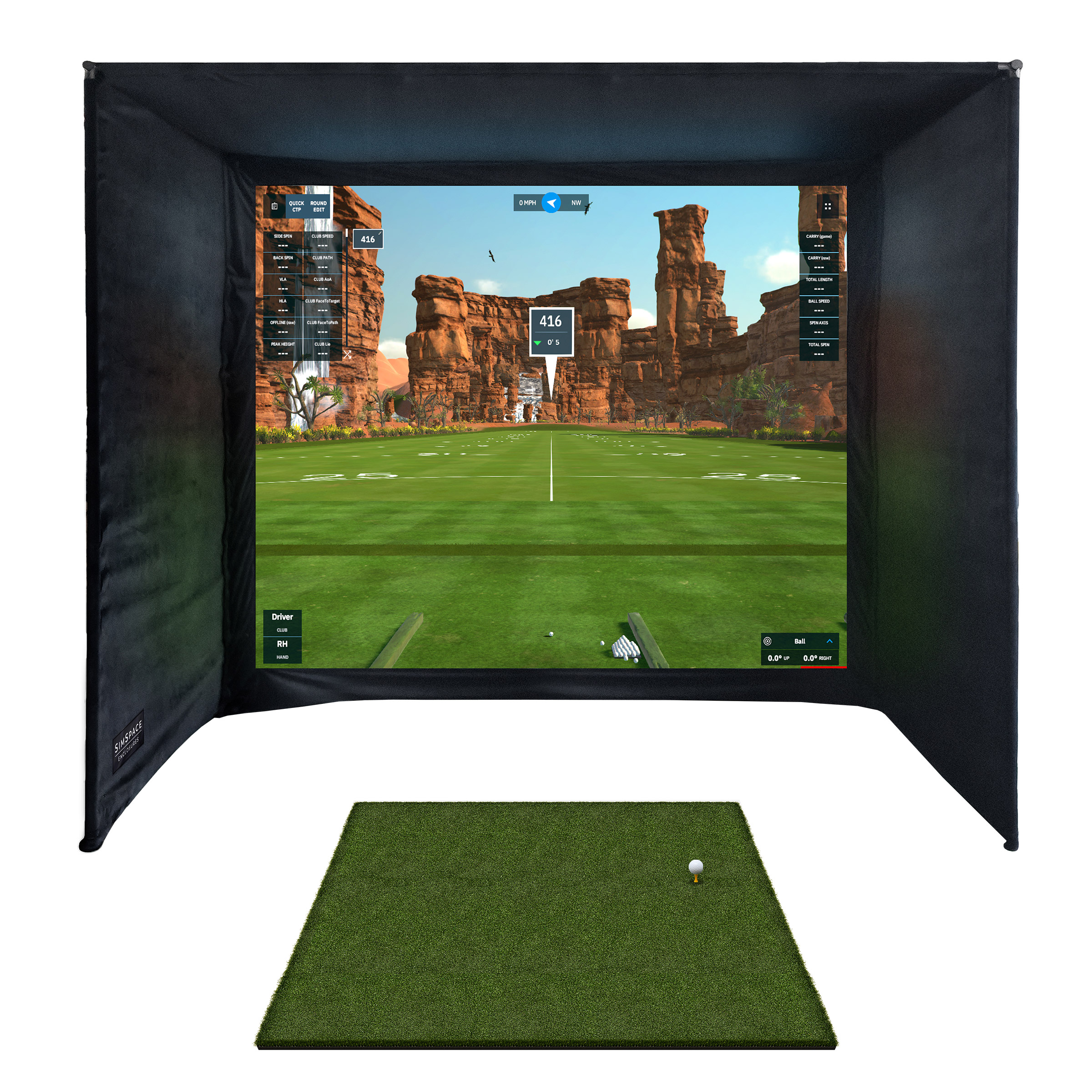 SimSpace Golf Enclosure and Tee Turf Hitting Mat
