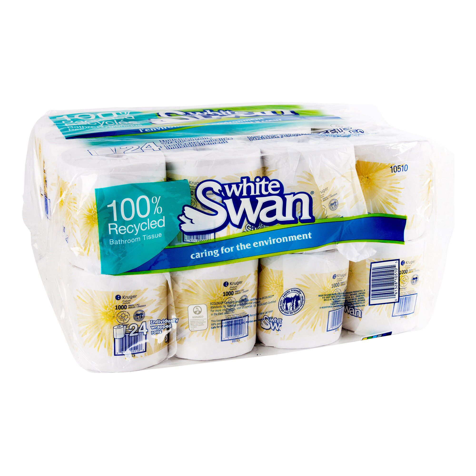 White Swan 1-ply Individually Wrapped Bathroom Tissue Rolls, 24-pack