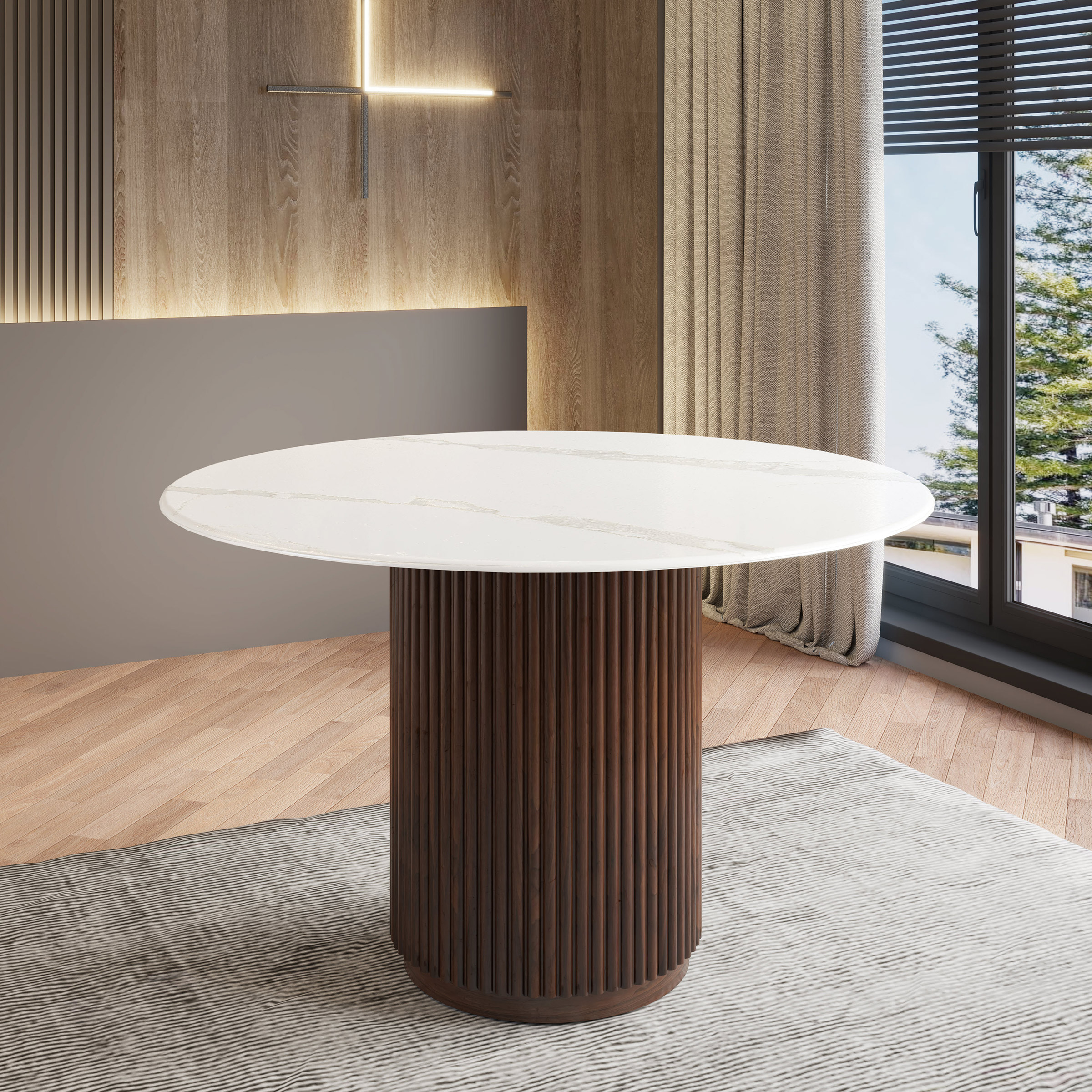 Troy Solid Quartz Round Dining Table