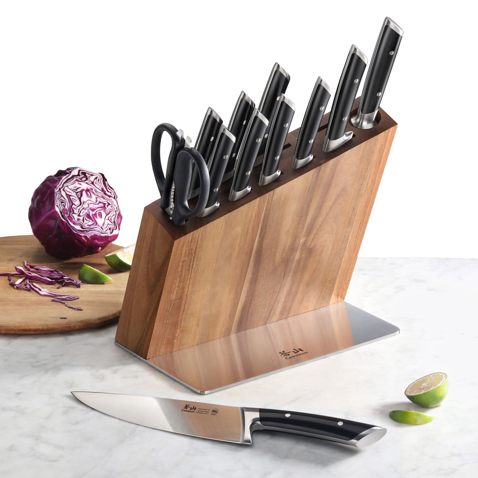 Cangshan Rainier Series German Steel Forged 12-piece Knife Block Set