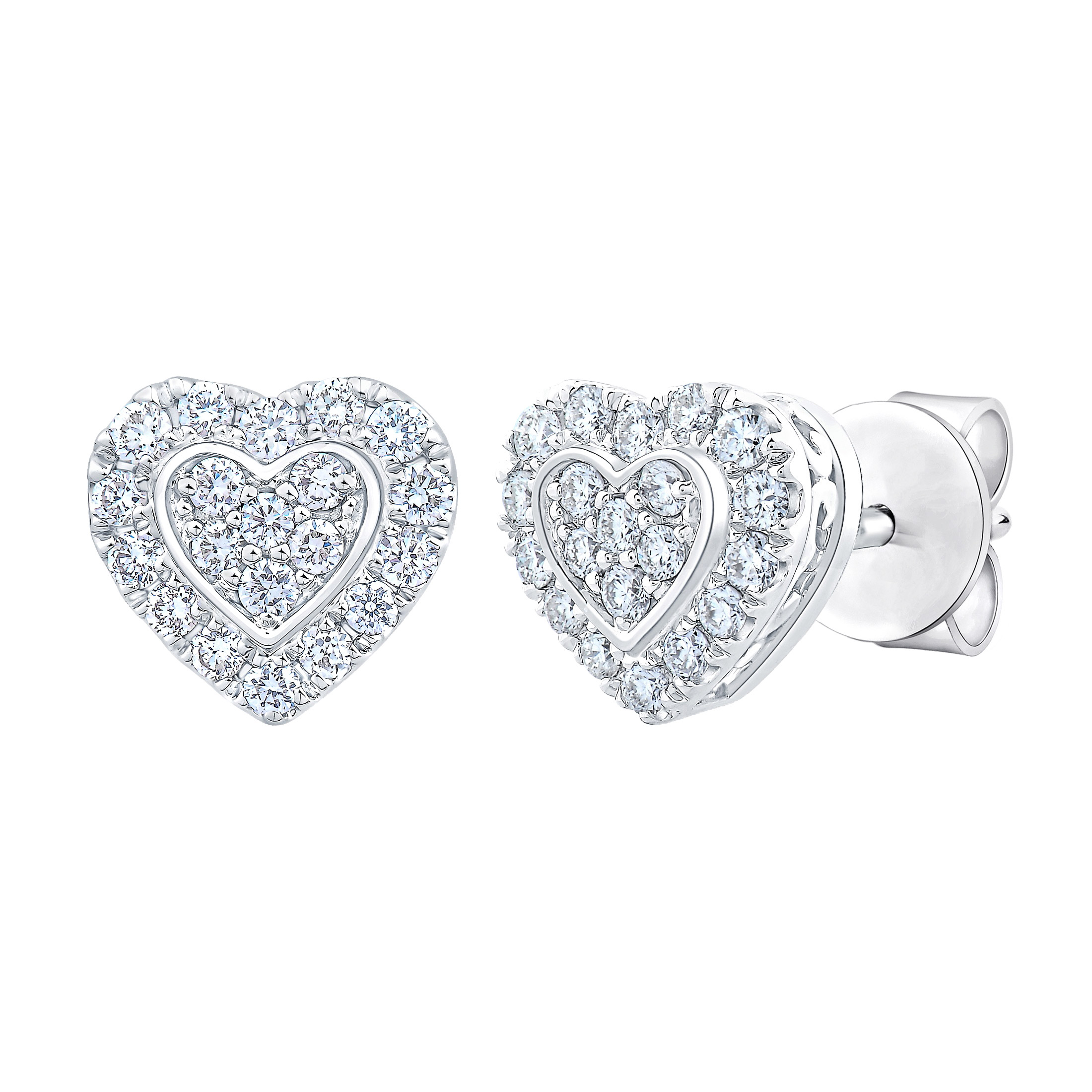 Heart Shaped Round Brilliant Diamond Earrings (0.25ctw)