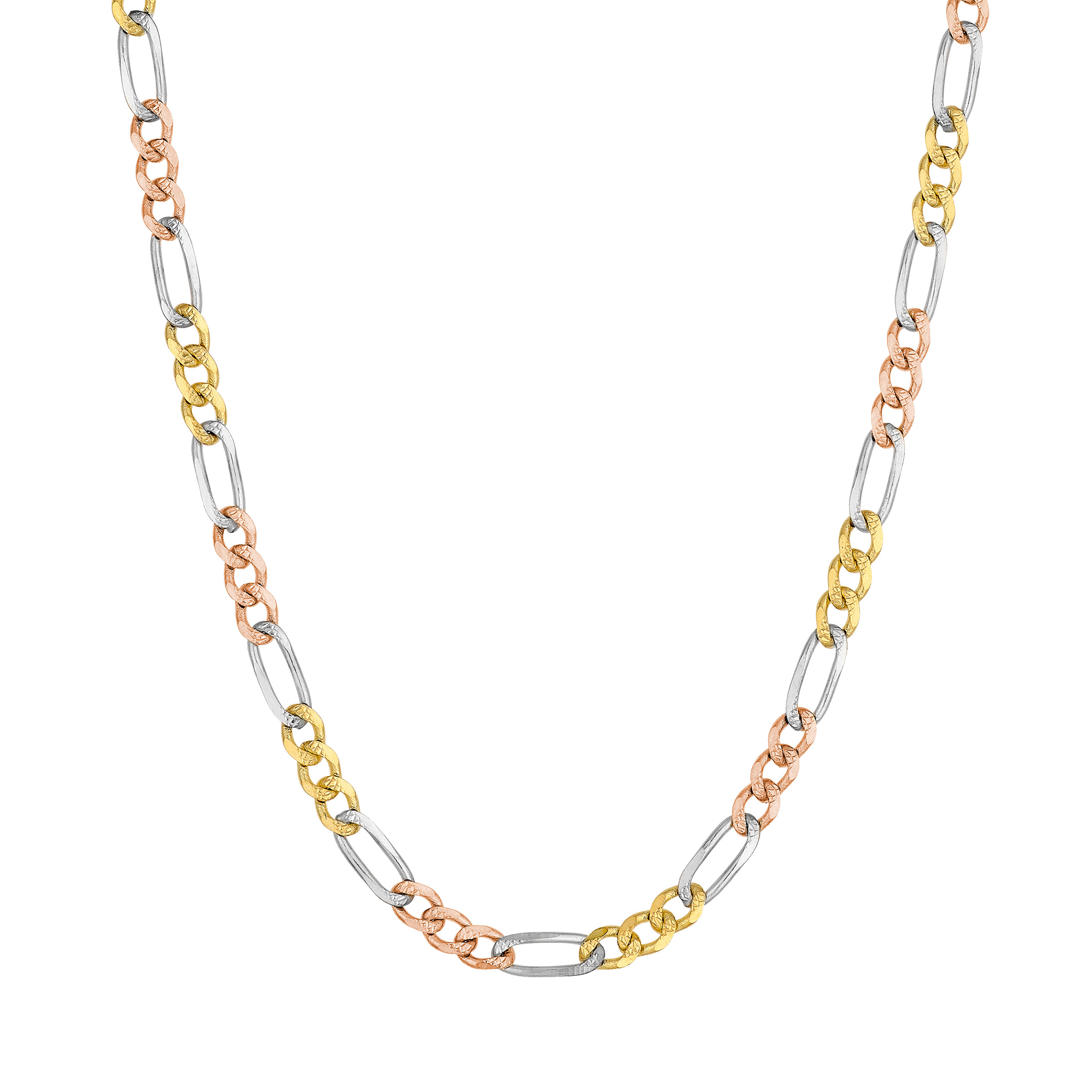 Pave Figaro Necklace in Three-Tone Gold