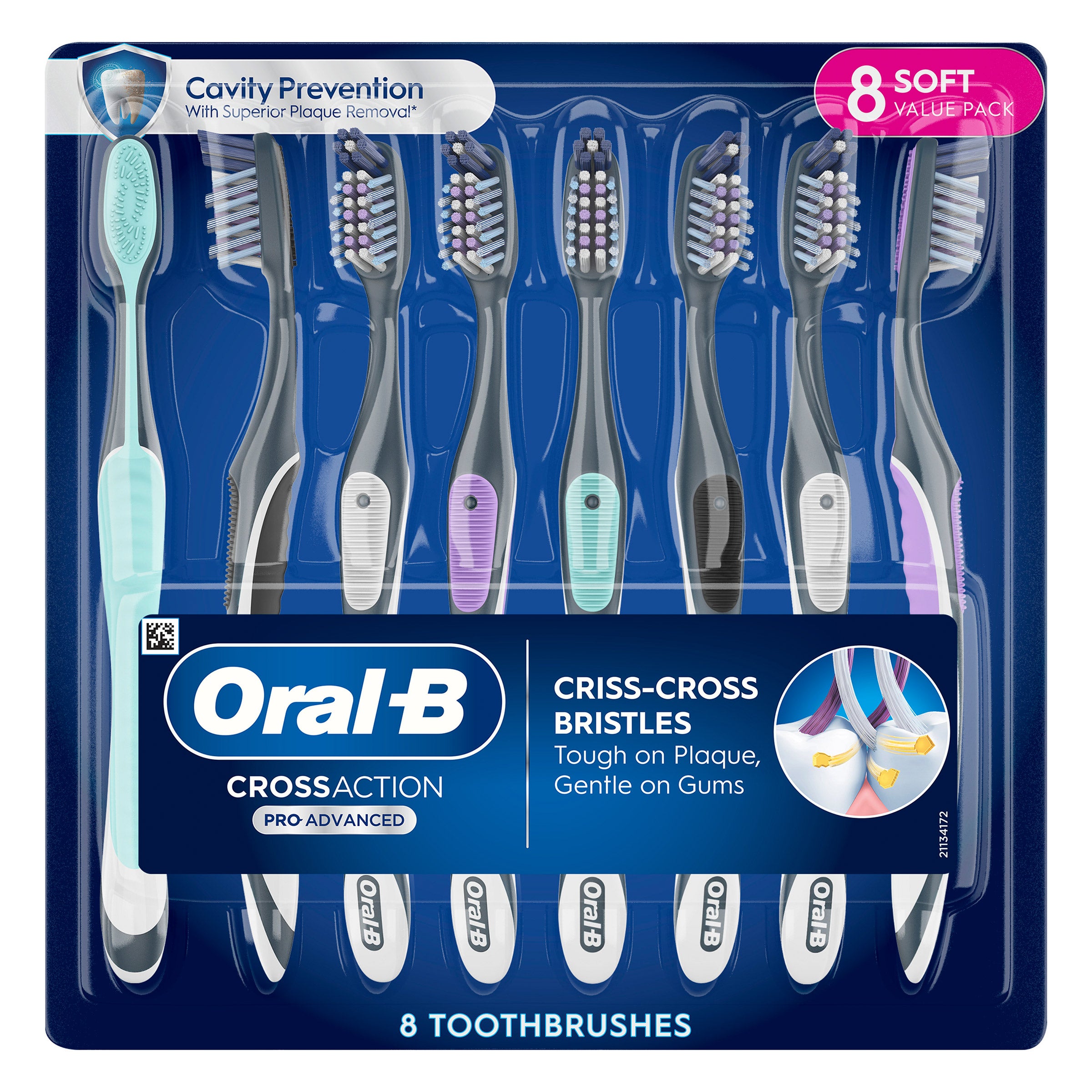 BCホームケアセット Oral-B CrossAction Advanced Soft Bristle Toothbrush, 8-pack | Costco