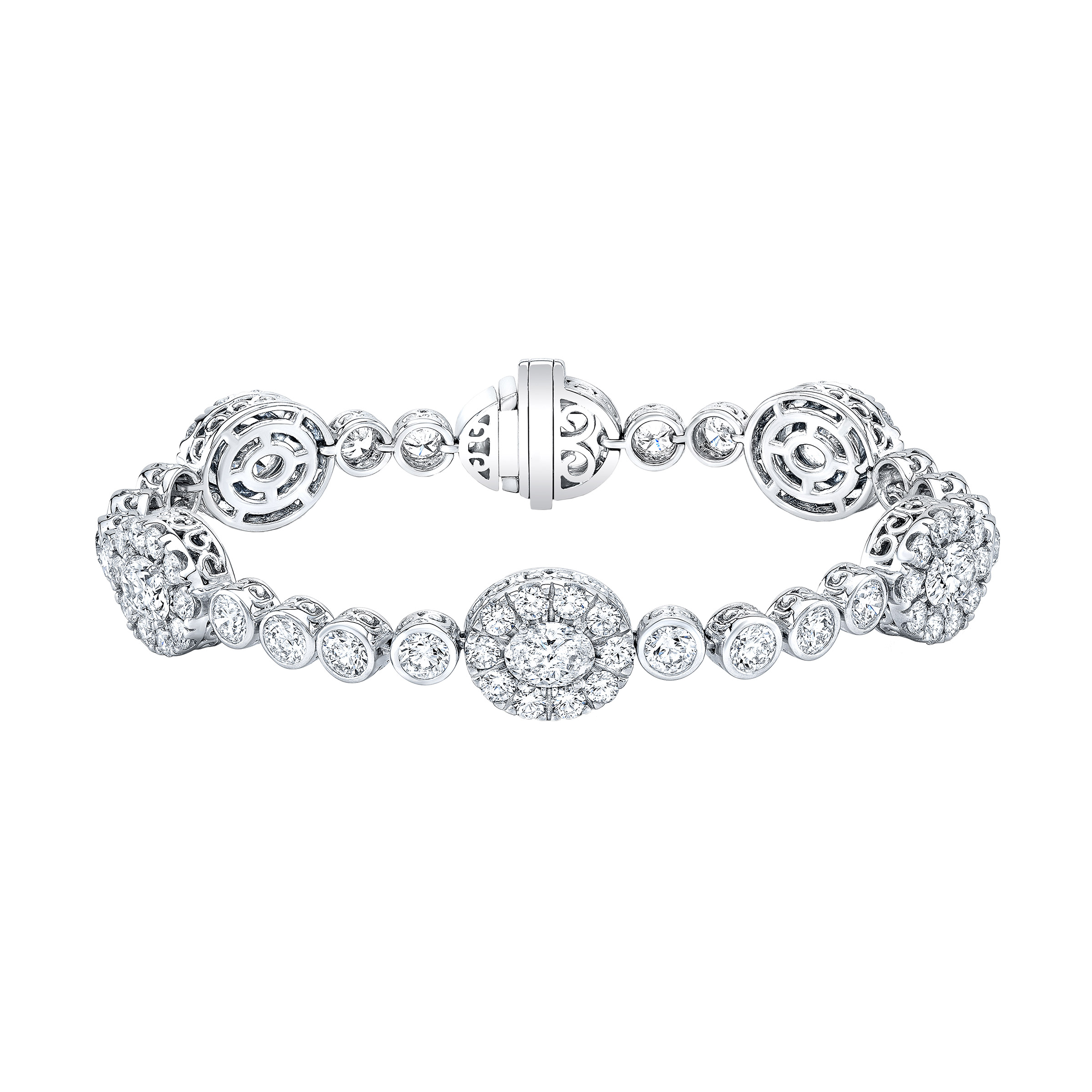 Oval Cut & Round Brilliant 11.50 ctw VS2 Clarity  G Color Diamond 18kt White Gold Bracelet