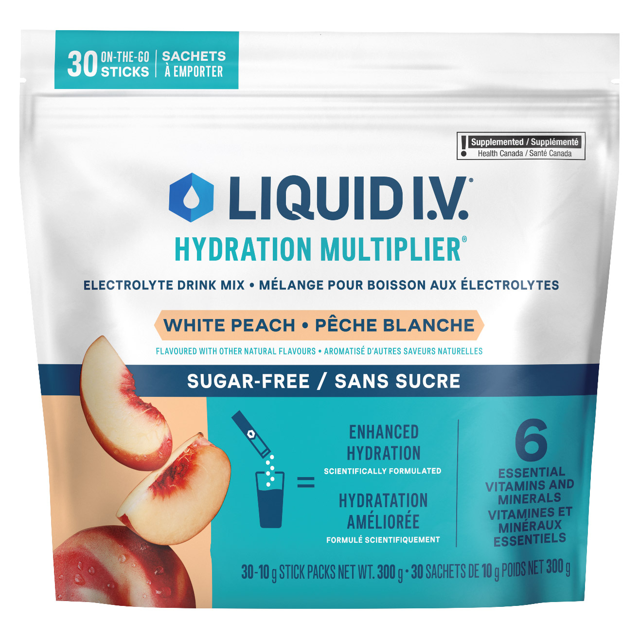 Liquid I.V. Sugar Free White Peach, 30 x 10g