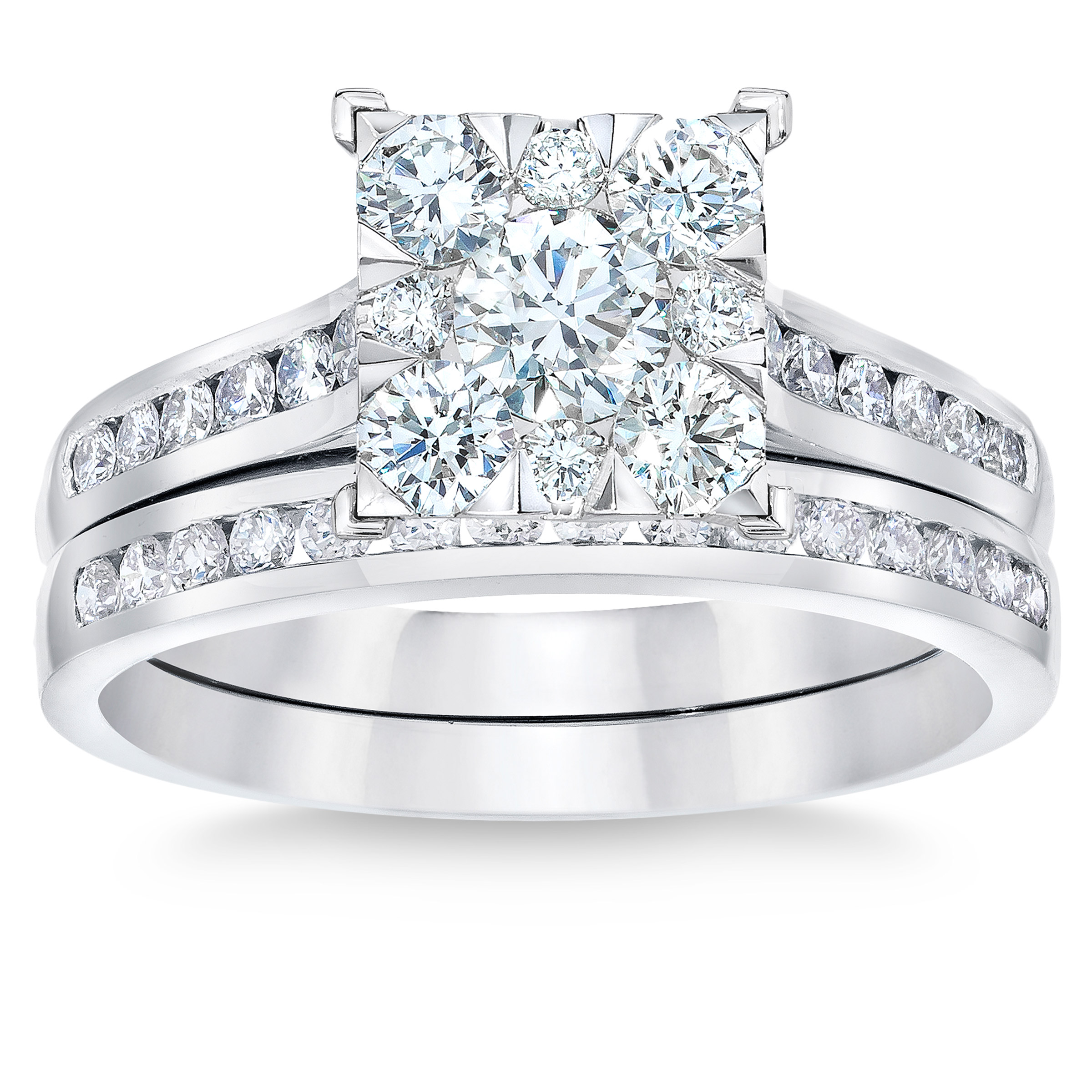 Round Brilliant 1.10 ctw VS2 Clarity  I Color Diamond 14kt White Gold Wedding Set