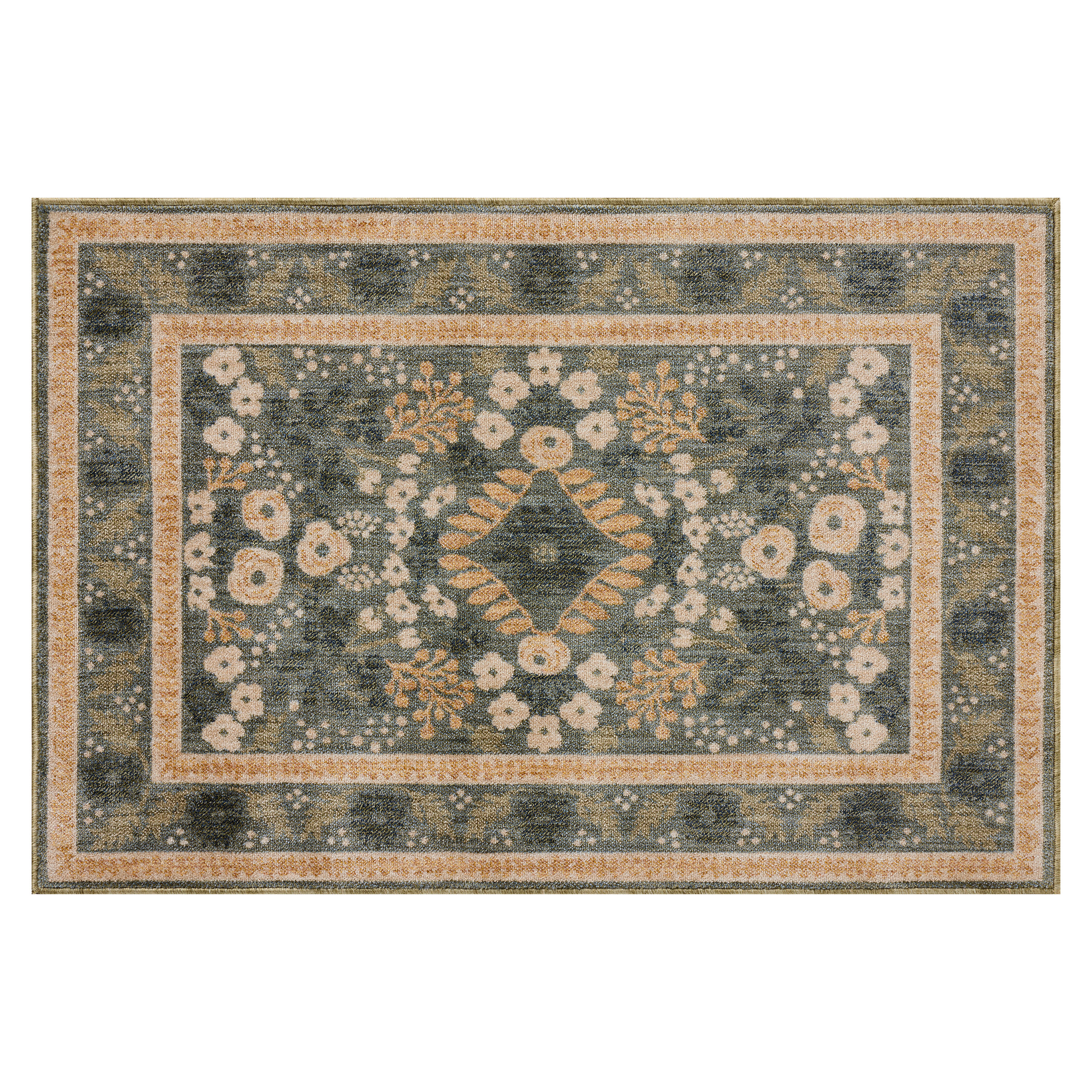 Rifle Paper Co. x Loloi Figaro Area Rug, Navy/Green, 2'8” x 3'9