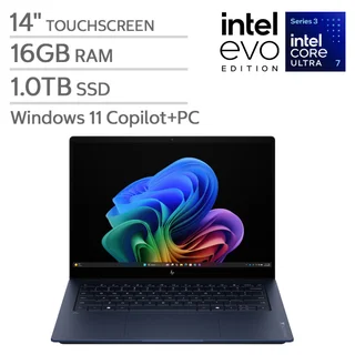 HP OmniBook X 14" Touchscreen Laptop - Intel Core Ultra 7 355 - Copilot+ PC - 3K (2880 x 1800) OLED - 16GB RAM - 1TB SSD - Windows 11 Home