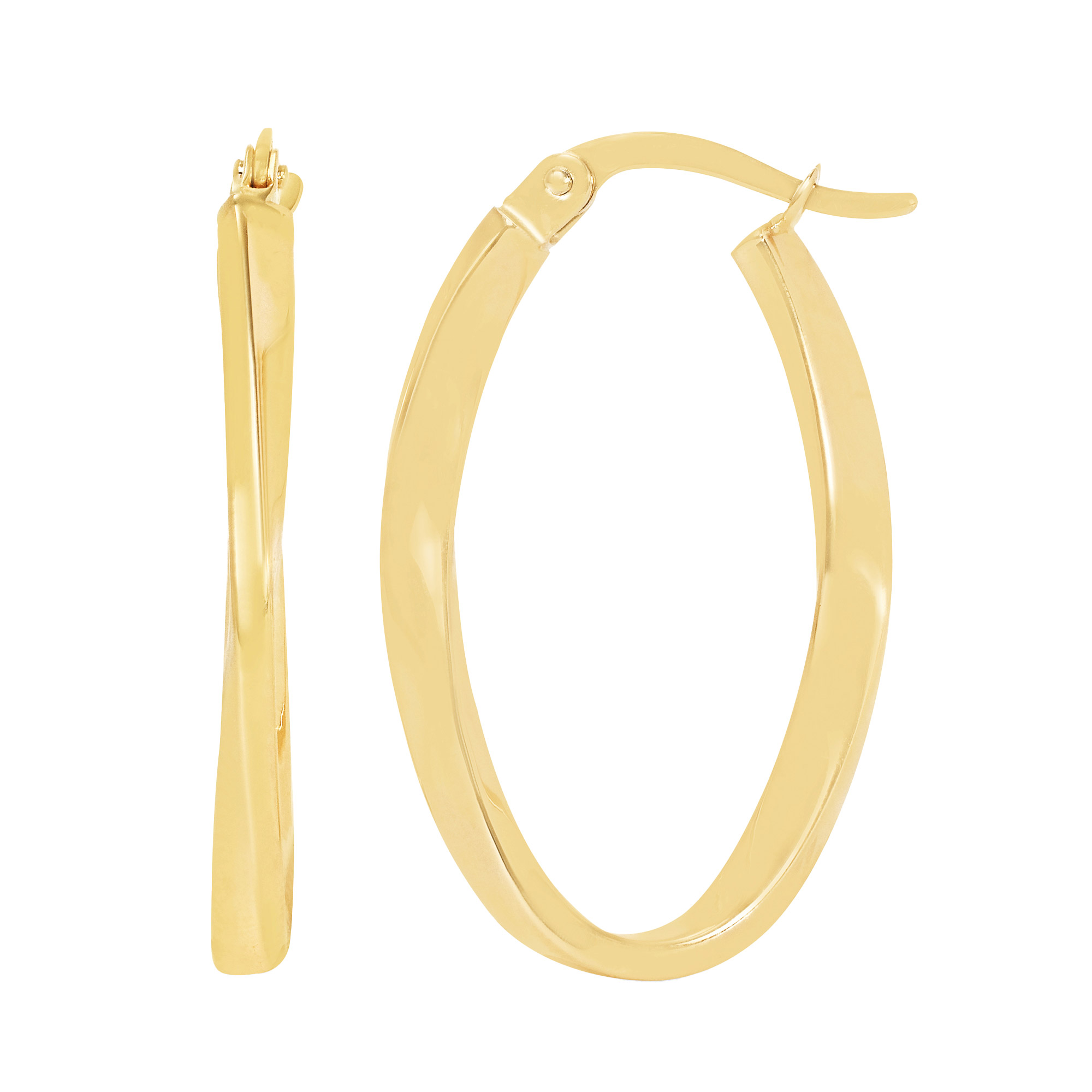 High Polish Twist Square Hoop Earrings in Yellow Gold