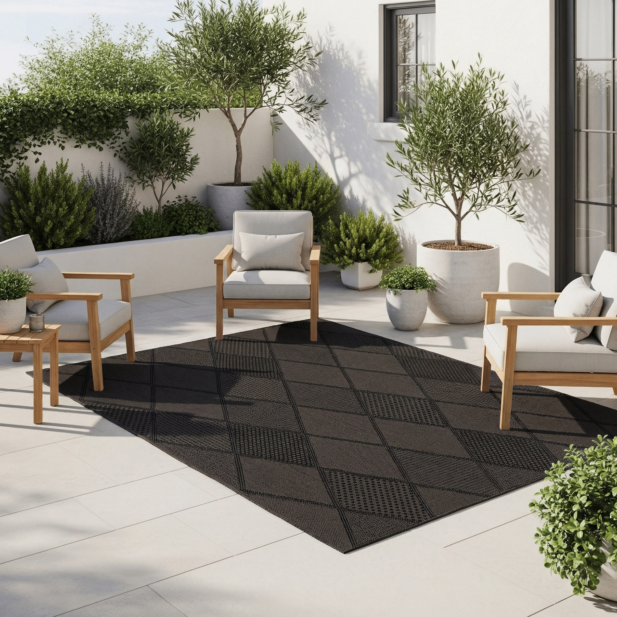 Laguna Indoor/Outdoor Area Rug, Morris Charcoal Pewter, 5'3