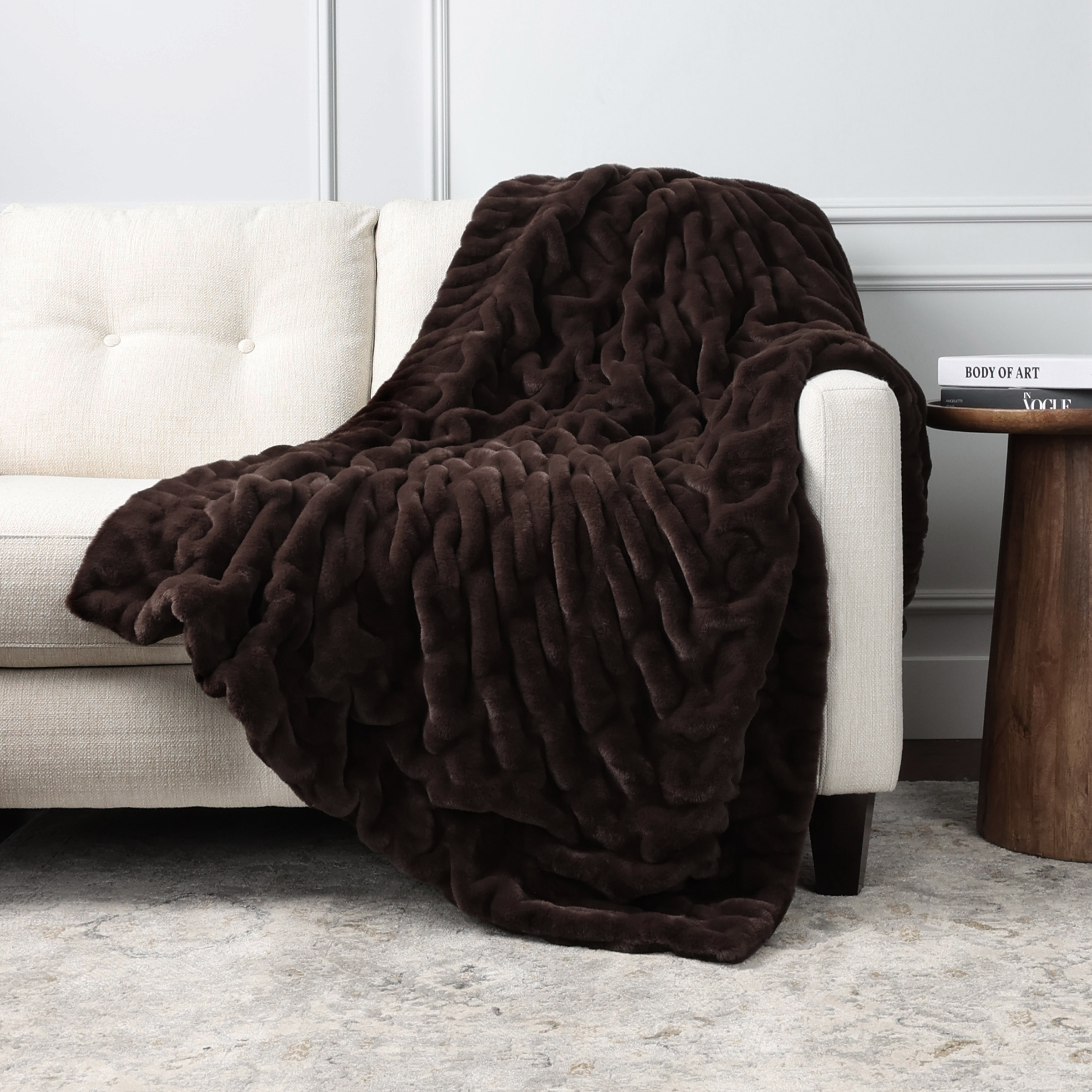Life Comfort Ruched Faux Fur Throw