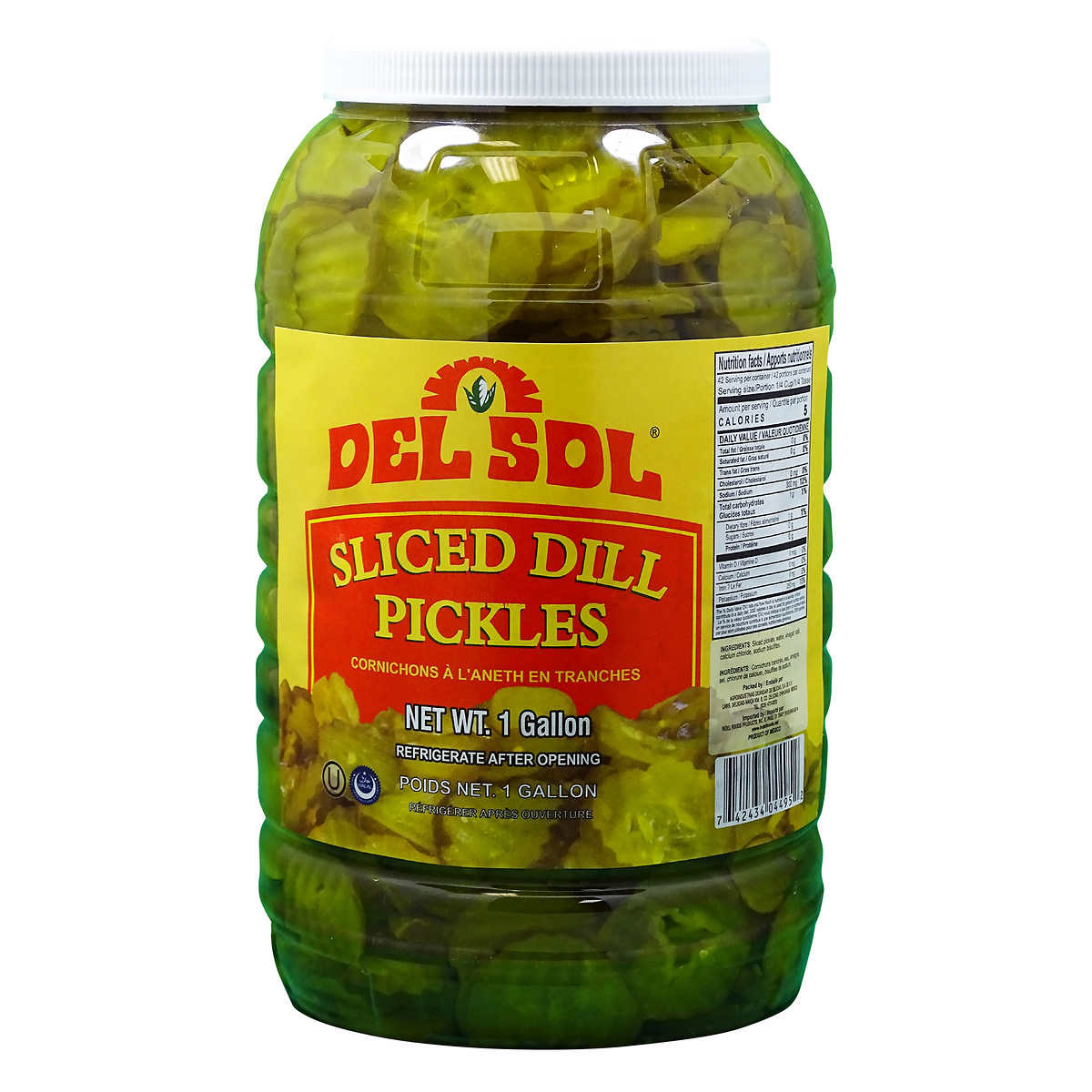 Del Sol Sliced Dill Pickles, 3.78 L