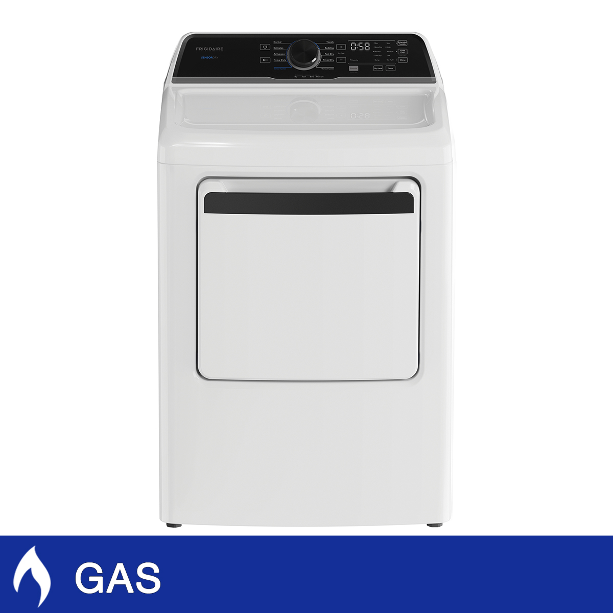 Frigidaire 7.0 cu. ft. White Gas Dryer with SensorDry Technology