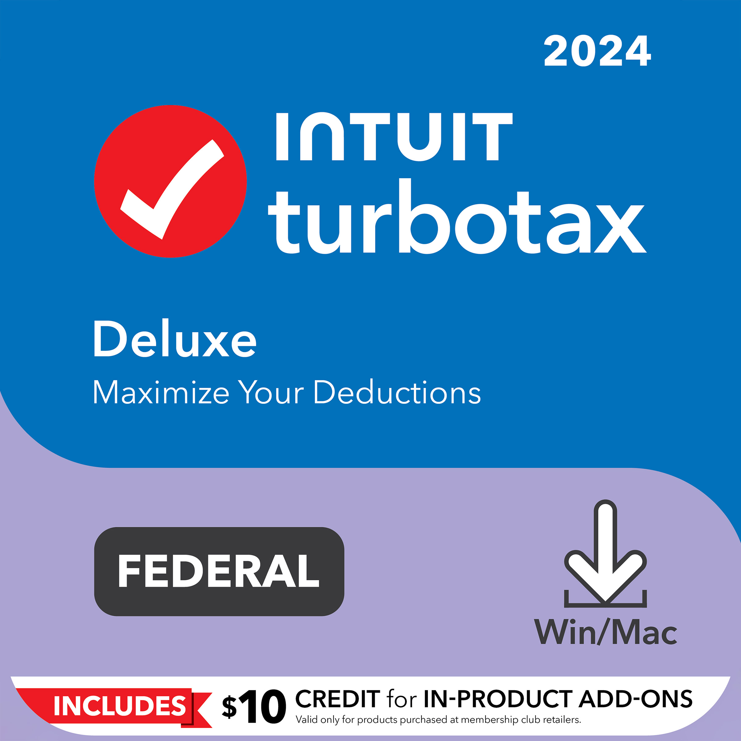 TurboTax Deluxe 2024 Federal Only + E-File Download for PC/Mac 