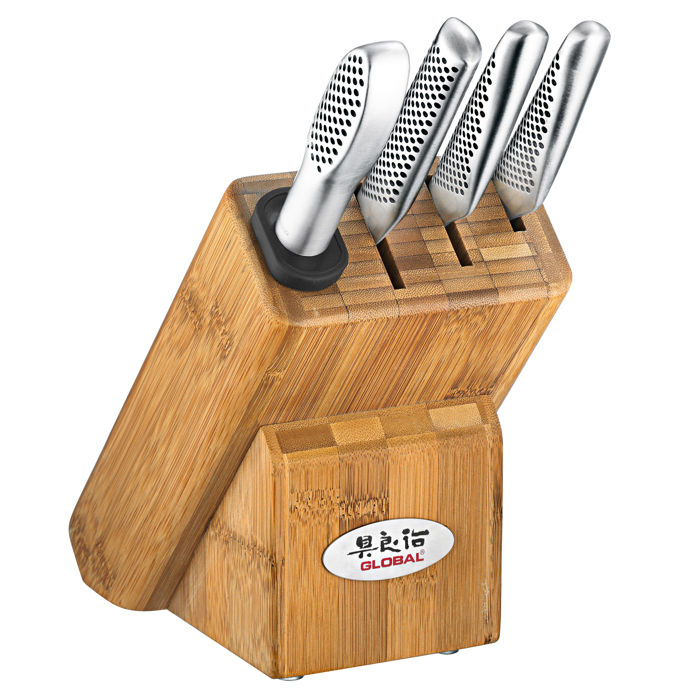 GLOBAL 5-Piece Masuta Bamboo Knife Block Set
