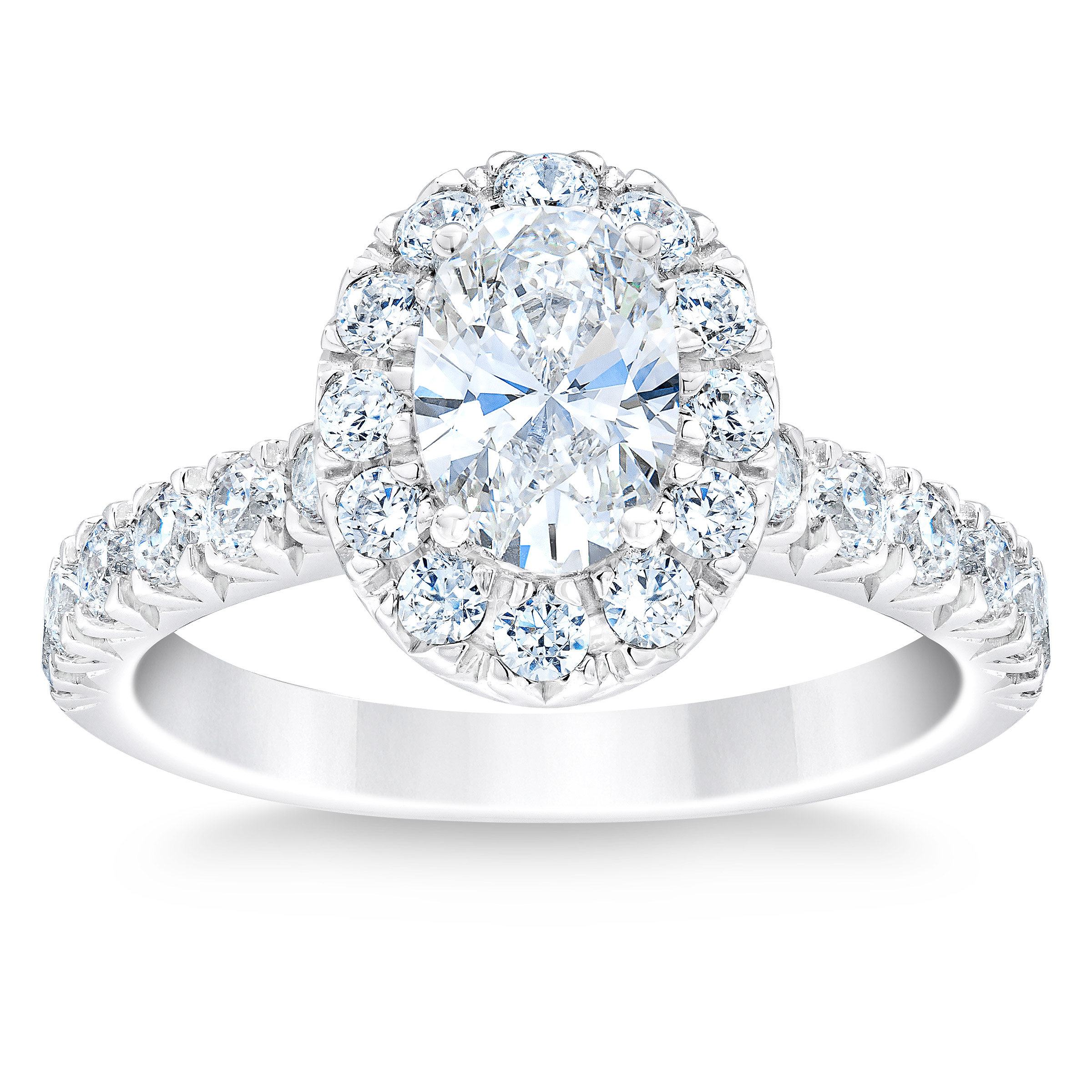 Oval Cut & Round Brilliant 2.00 ctw VS2 Clarity  G Color Diamond Platinum Halo Ring